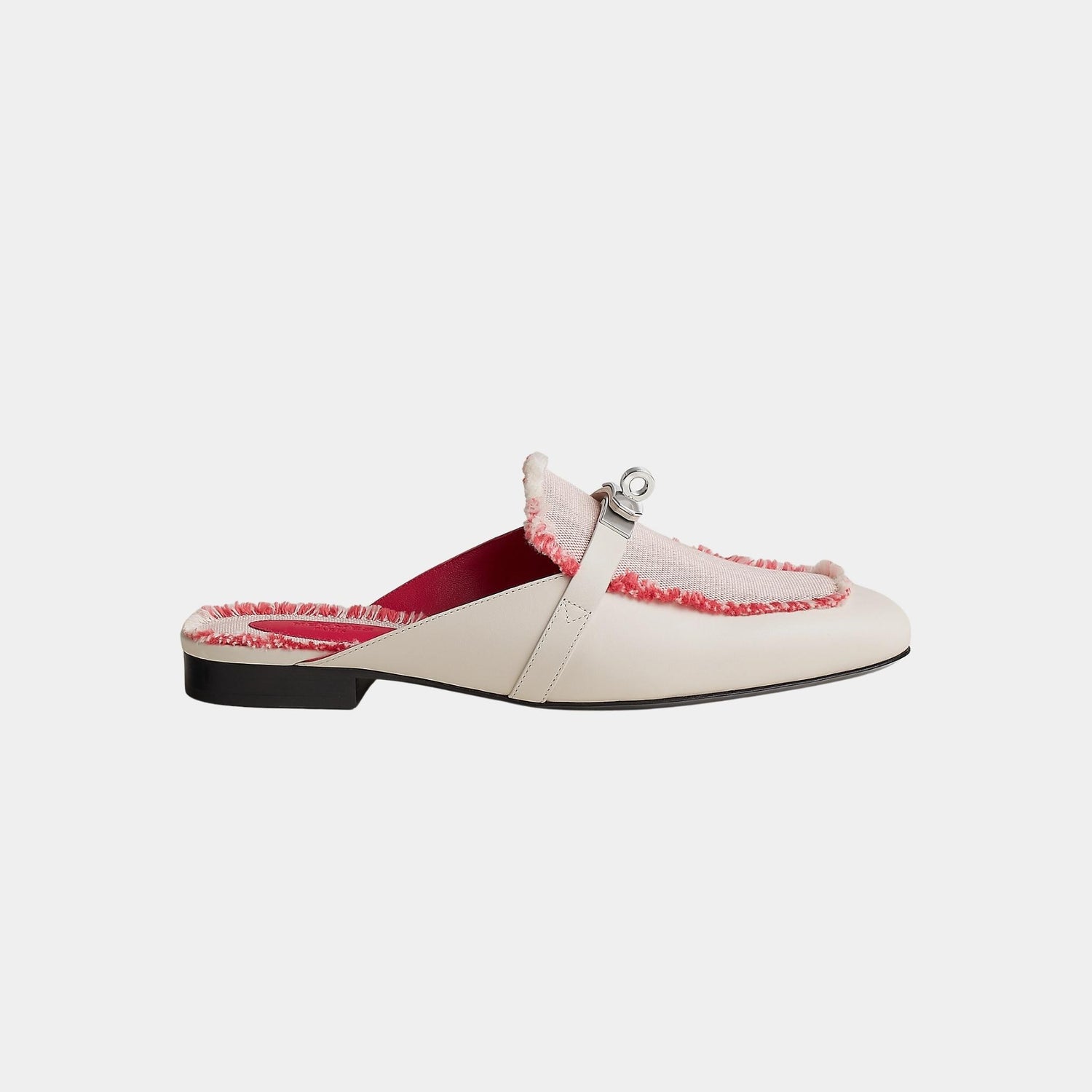 Hermes Oz Mule Calfskin and Fringed H Canvas, Side