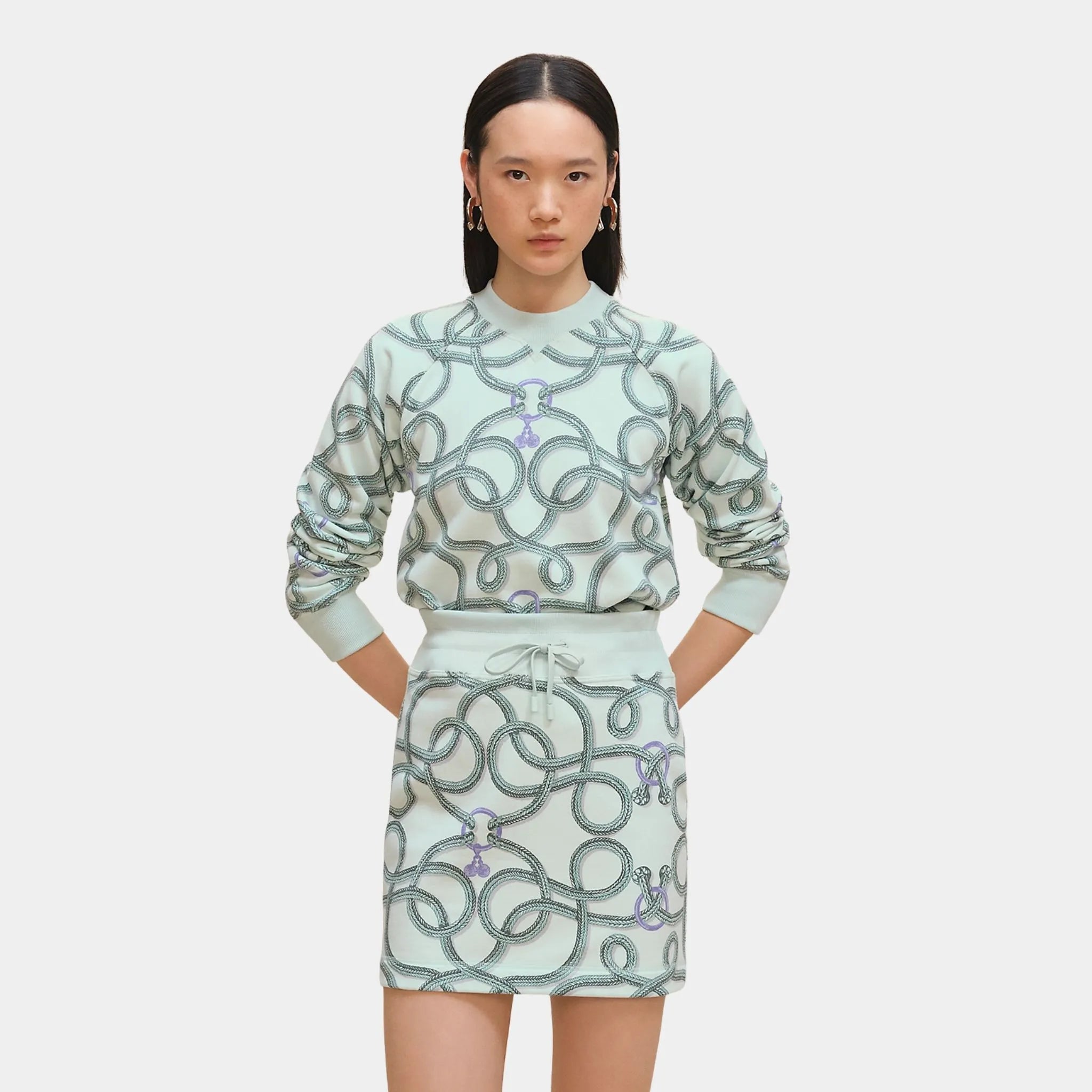 Hermes Palefroi Remix Miniskirt, Vert Embrun, Front