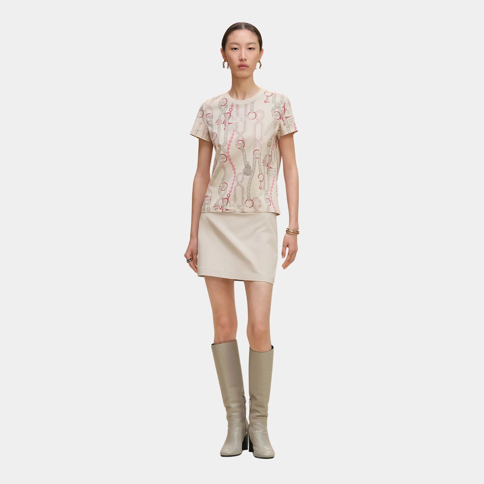 Hermes Palefroi Remix Straight T-shirt, Beige Avoine, Front