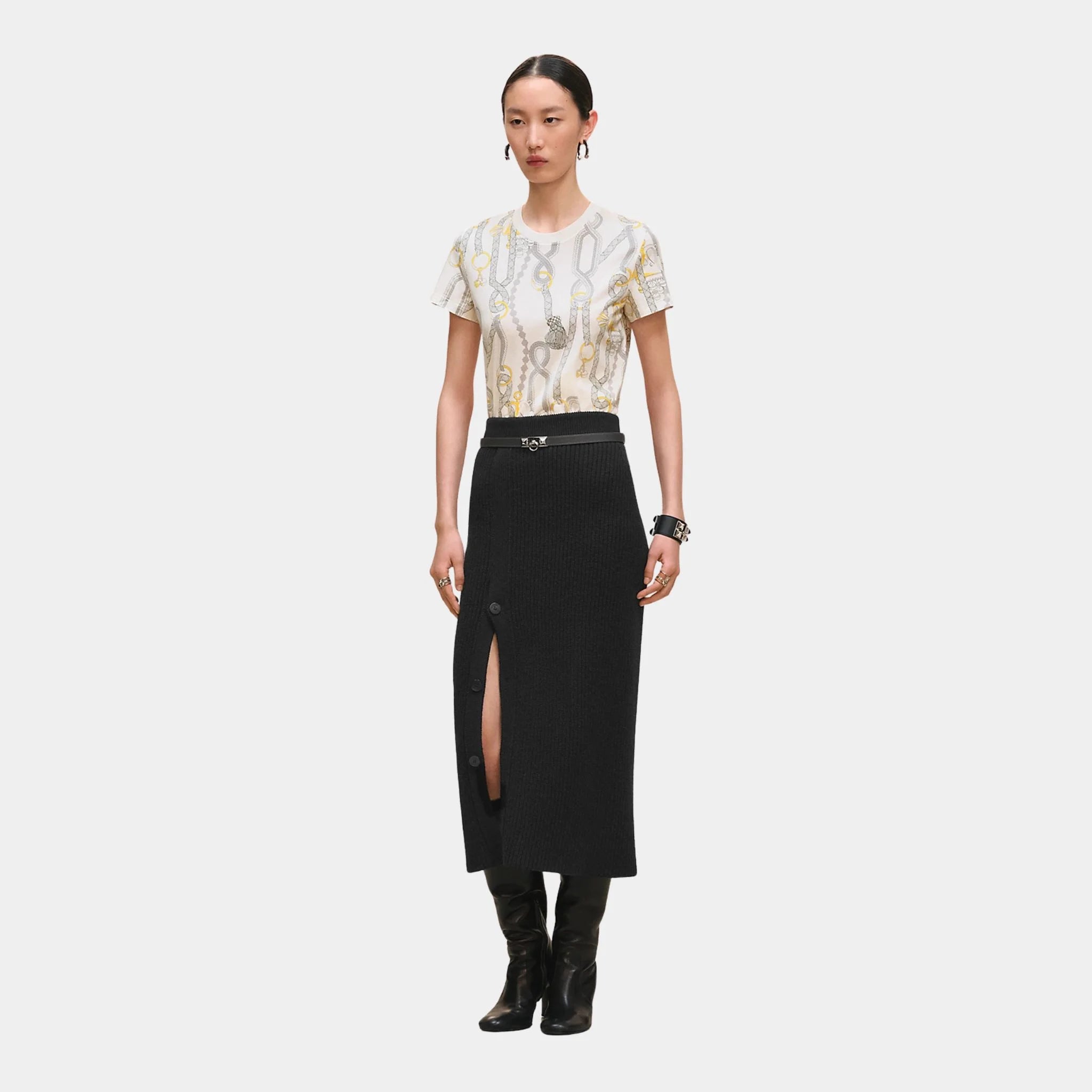 Hermes Palefroi Remix Straight T-shirt, Blanc, Front