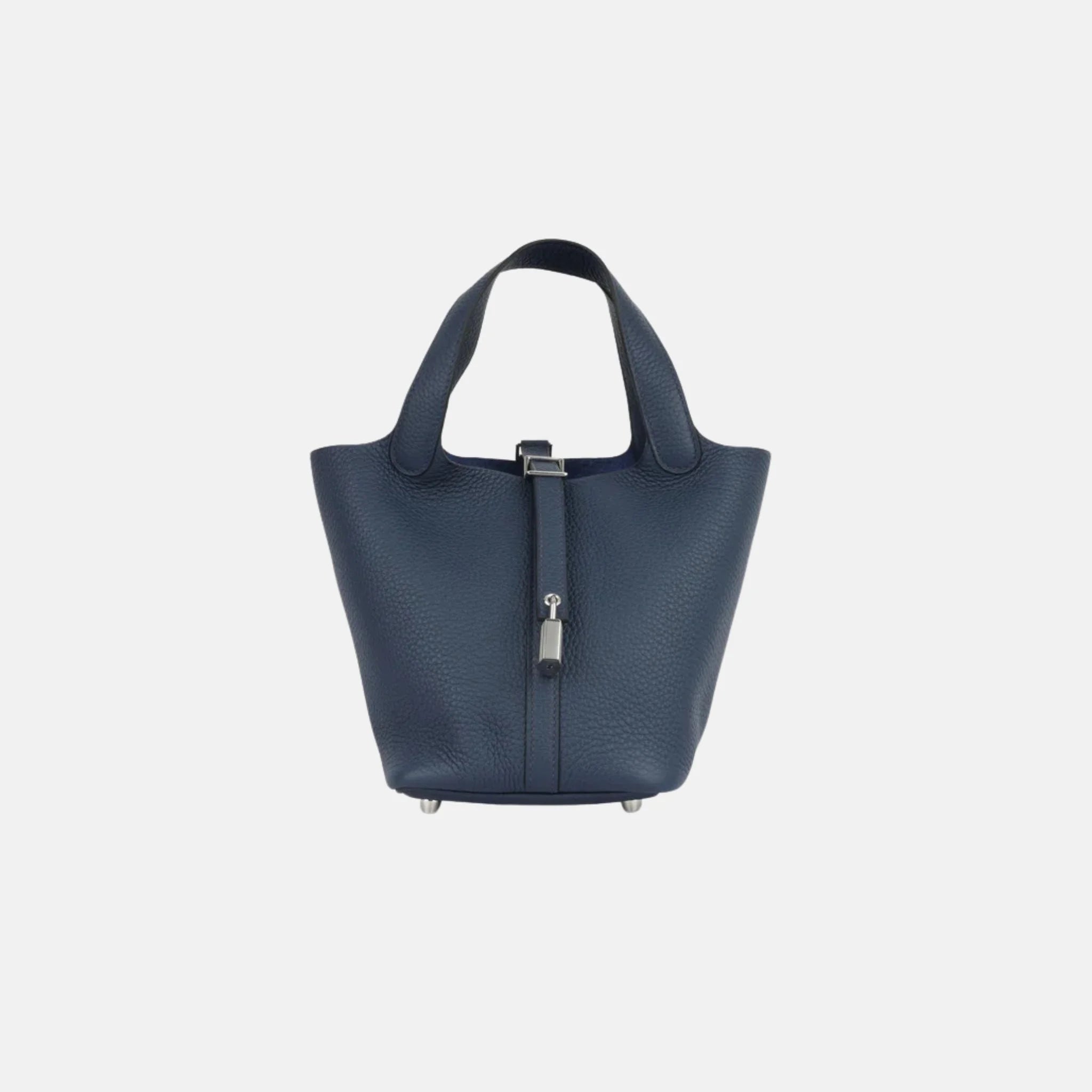 Hermes Picotin 18 Bleu De Prusse Clemence PHW, Front