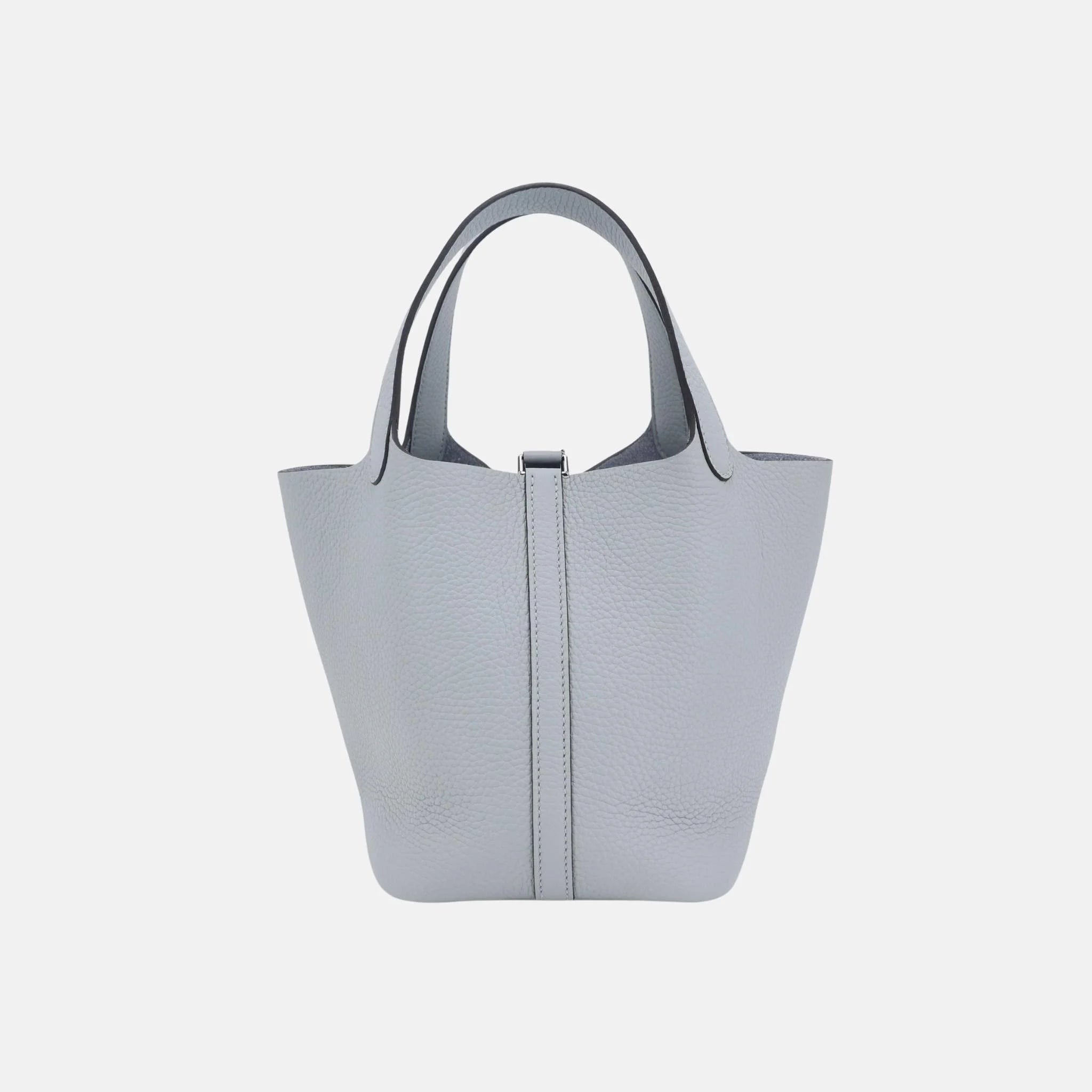 Hermes Picotin 18 Bleu Glacier Clemence PHW, Back