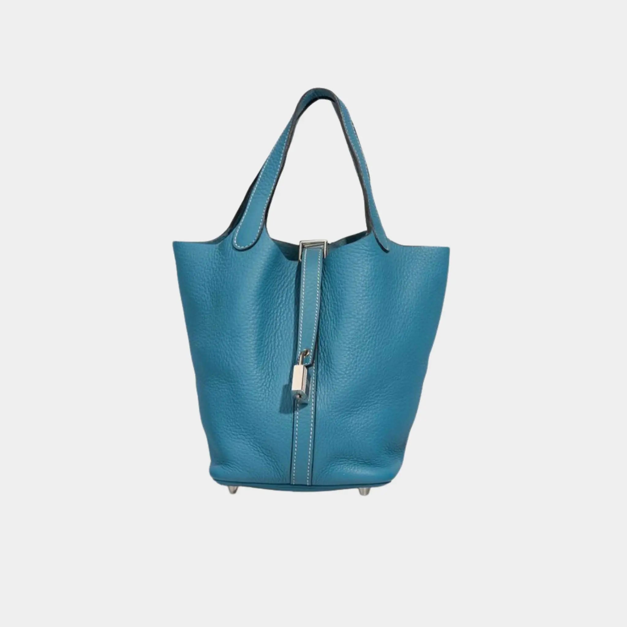 Hermes Picotin 18 Clemence Bleu Jean PHW, Front