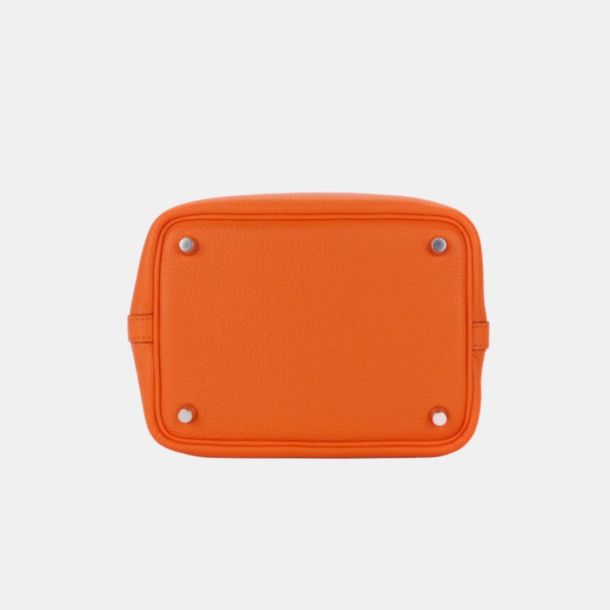 Hermes Picotin 18 Orange Minium Clemence And Rose Azalee Swift PHW, Bottom