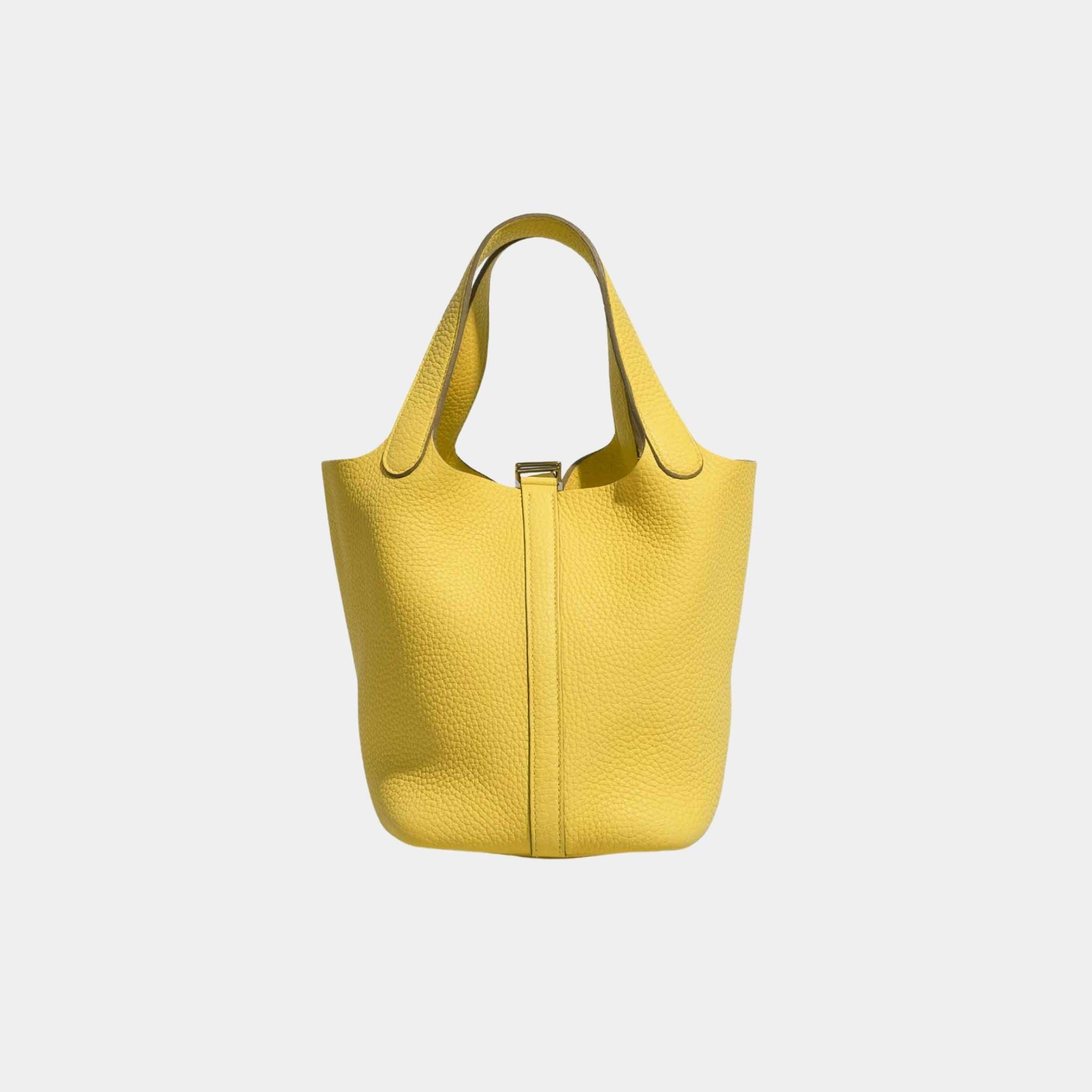 Hermes Picotin 18 Taurillon Clemence Lime PHW, Back