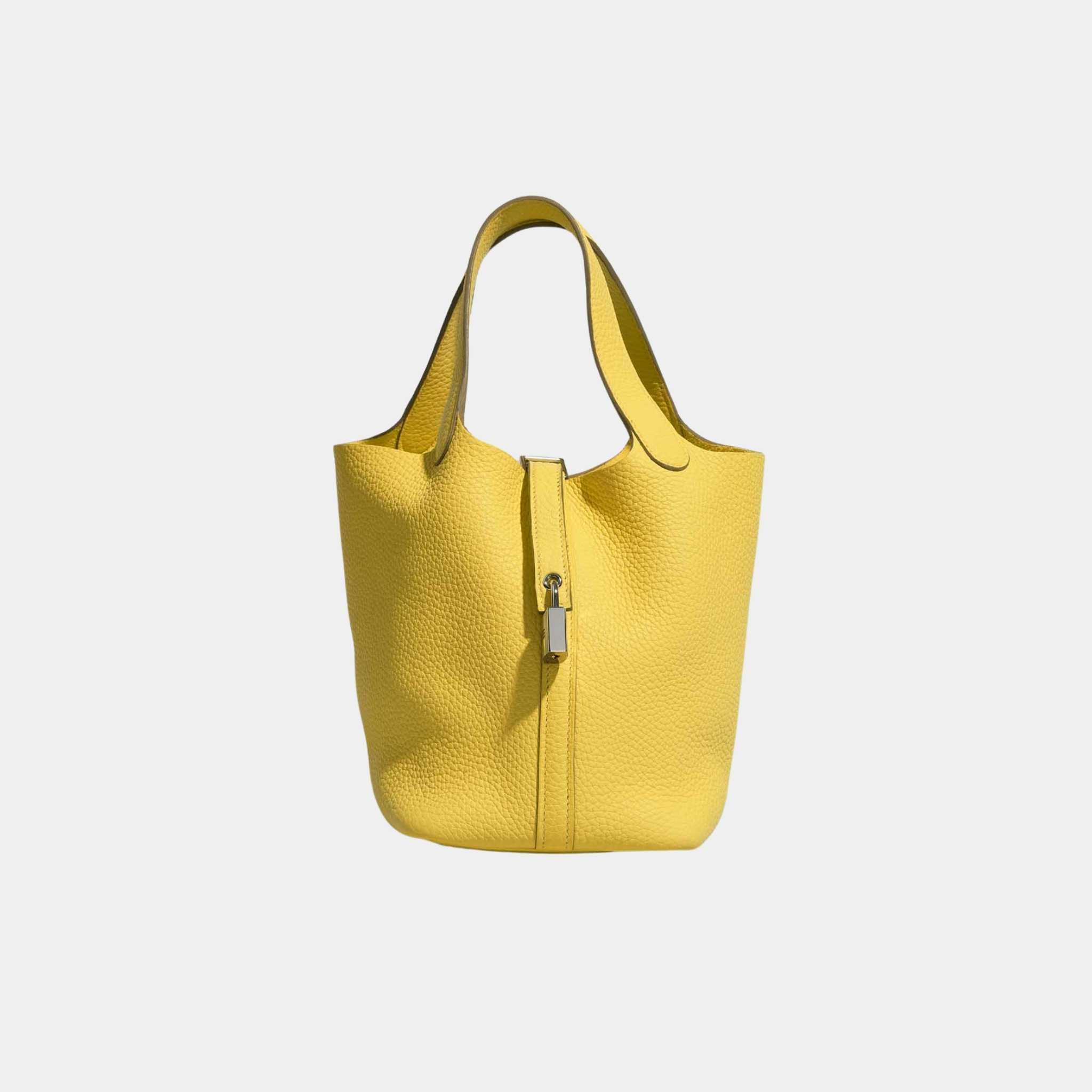 Hermes Picotin 18 Taurillon Clemence Lime PHW, Front