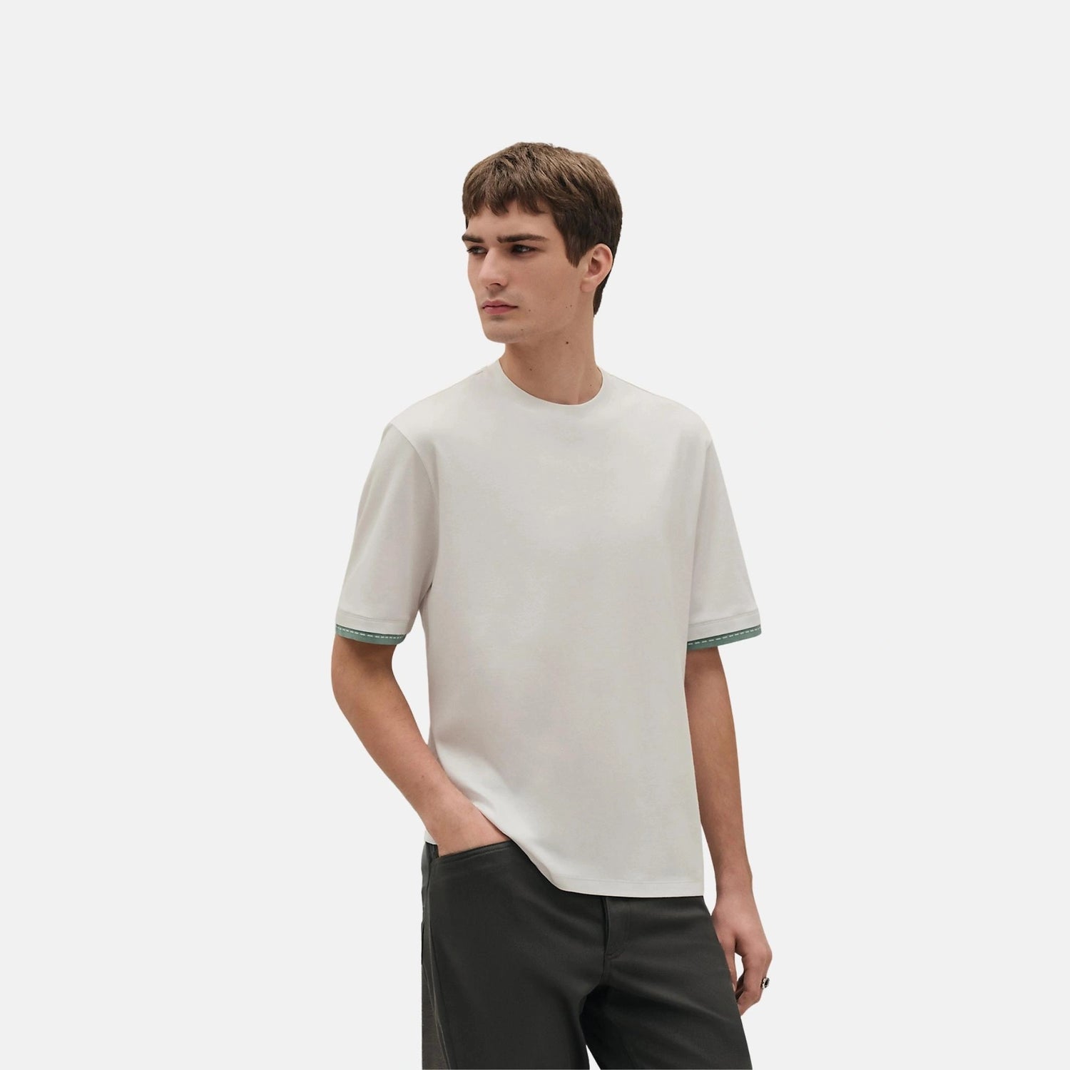 Hermes Piqures Sellier T-Shirt, Blanc, Front