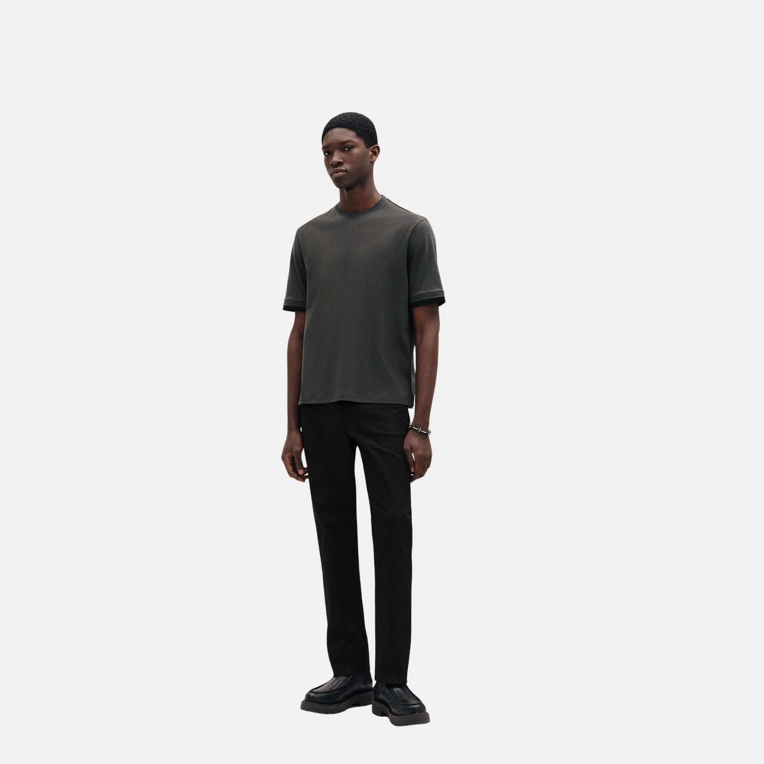 Hermes Piqures Sellier T-Shirt, Vert Chrome, Front