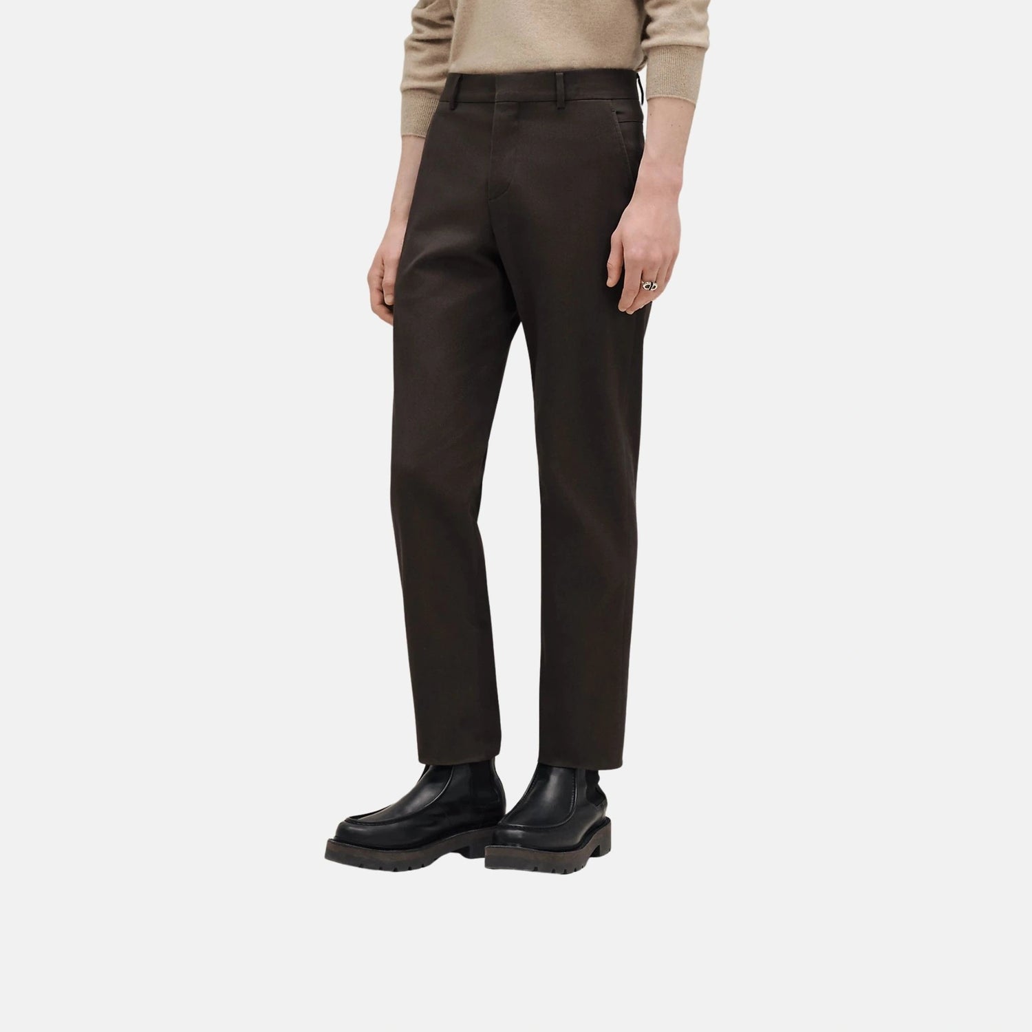 Hermes Saint Germain Fitted Pants, Coffee, Front
