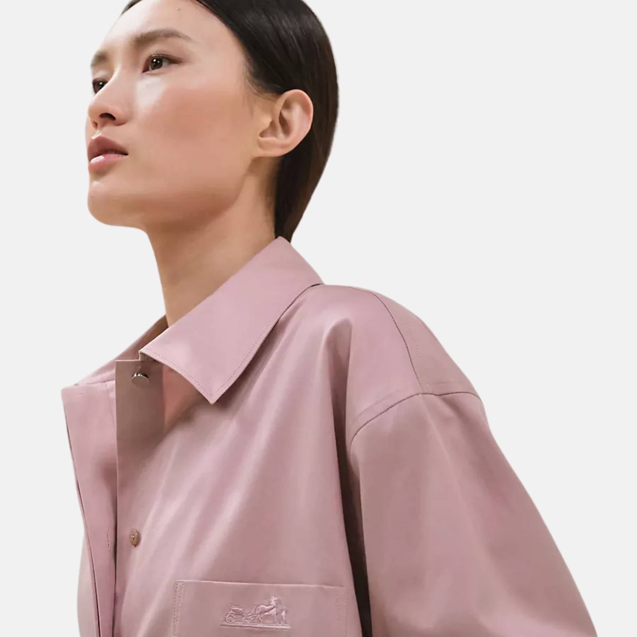 Hermes Shirt With Palladium Plated Enameled Buttons, Close