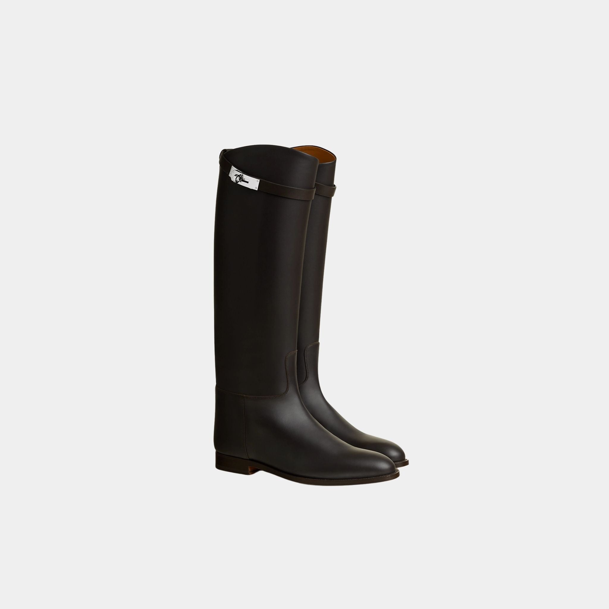 Hermes Short Jumping Boots, Brown, Front