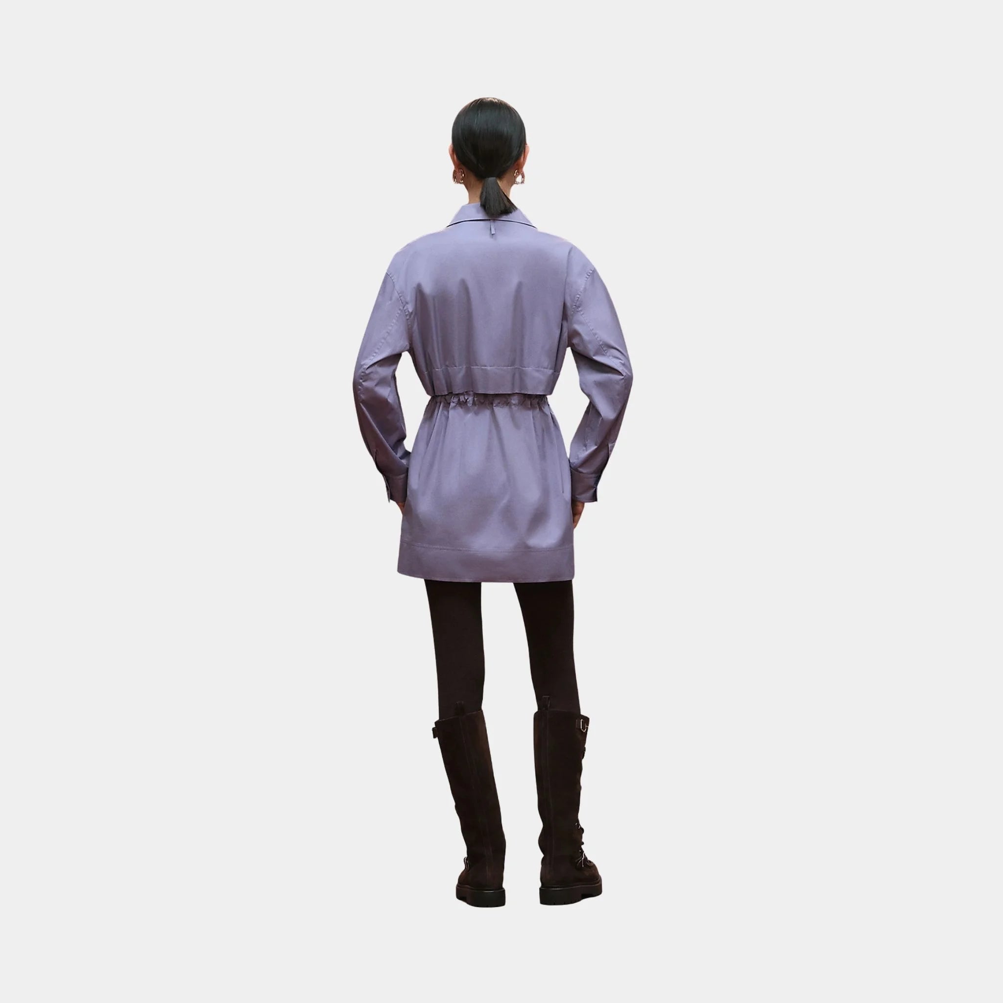 Hermes Short Polo Dress in Cotton Twill, Violet Lilas, Back