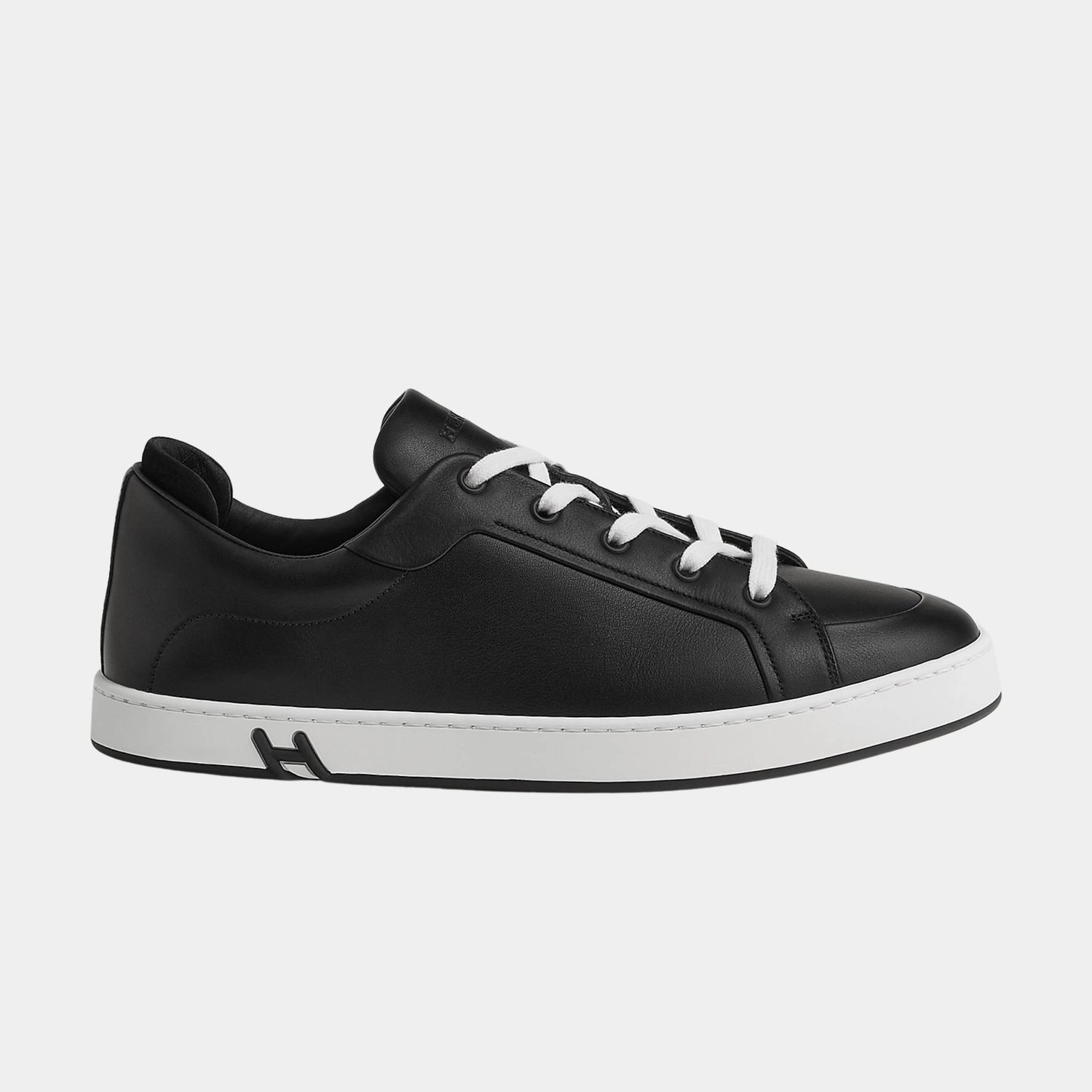 Hermes Sneakers Kid Calfskin and Suede Goatskin, Black, Side