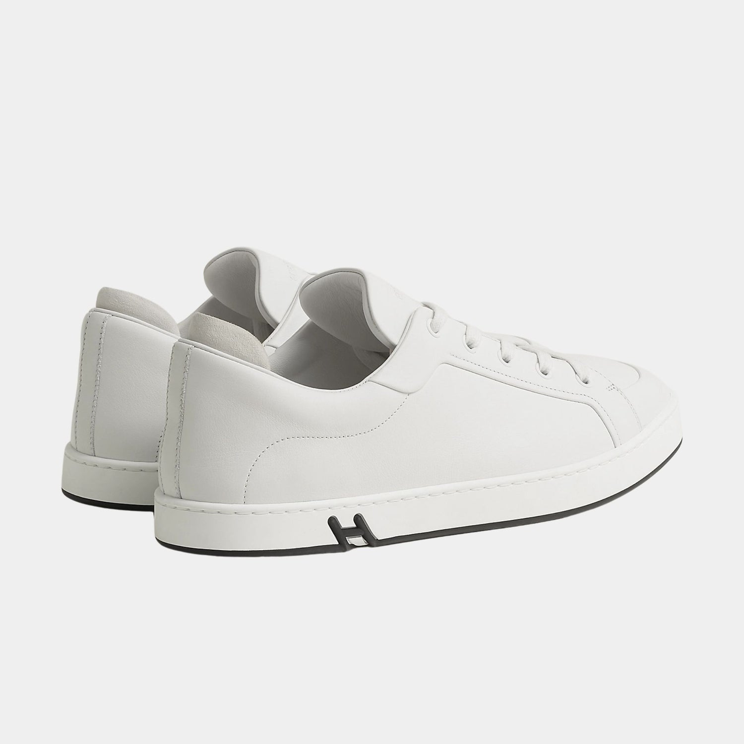 Hermes Sneakers Kid Calfskin and Suede Goatskin, White, Back