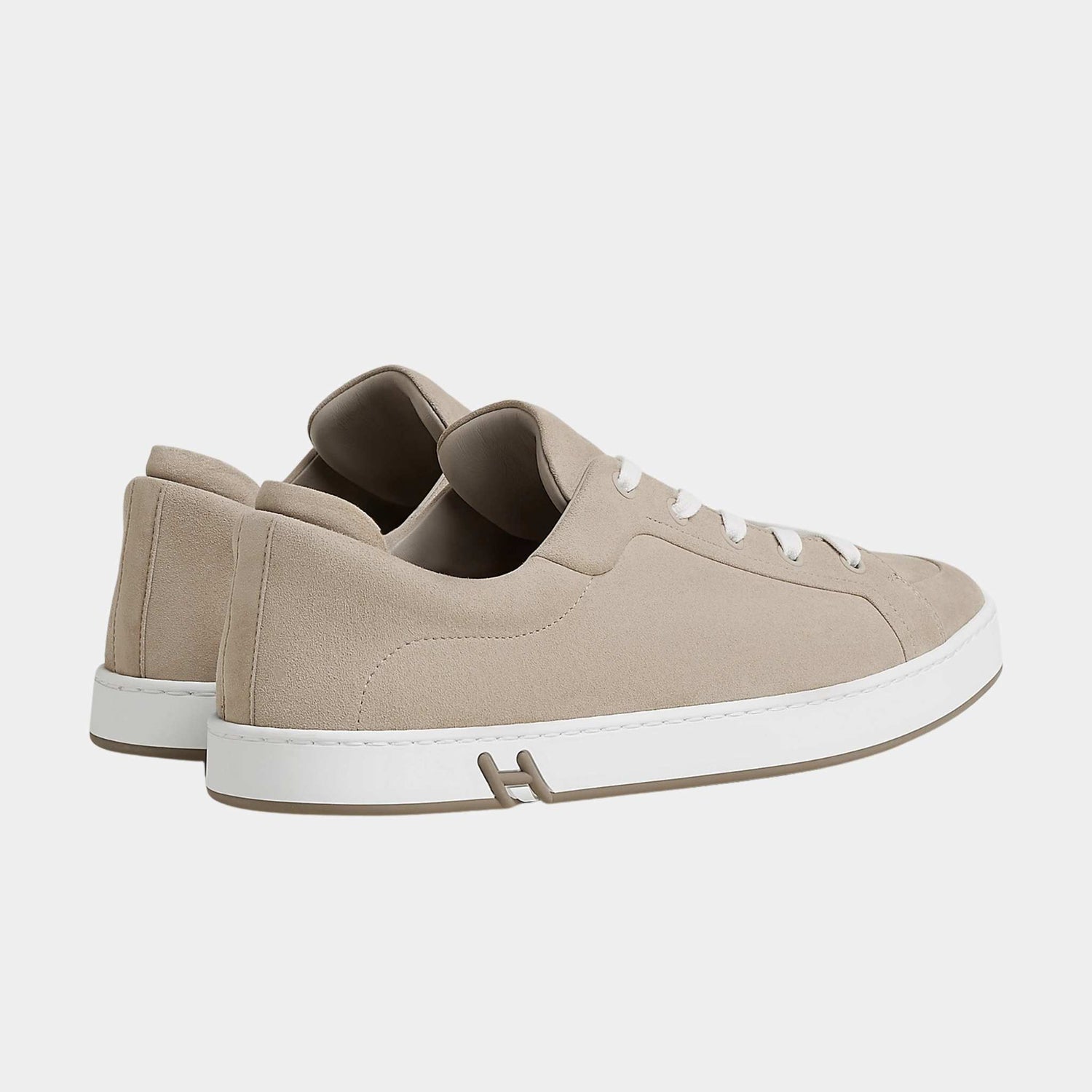 Hermes Sneakers Kid Suede Goatskin, Beige Galet, Back