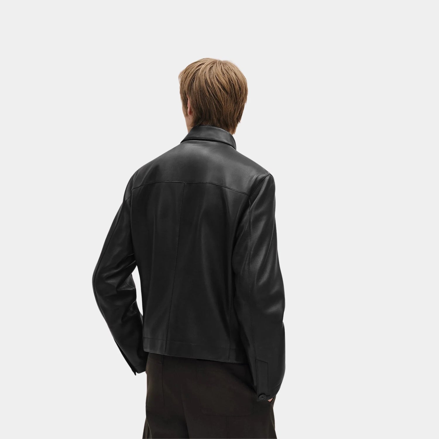 Hermes Straight Zipped Jacket in Calfskin, Noir, Back