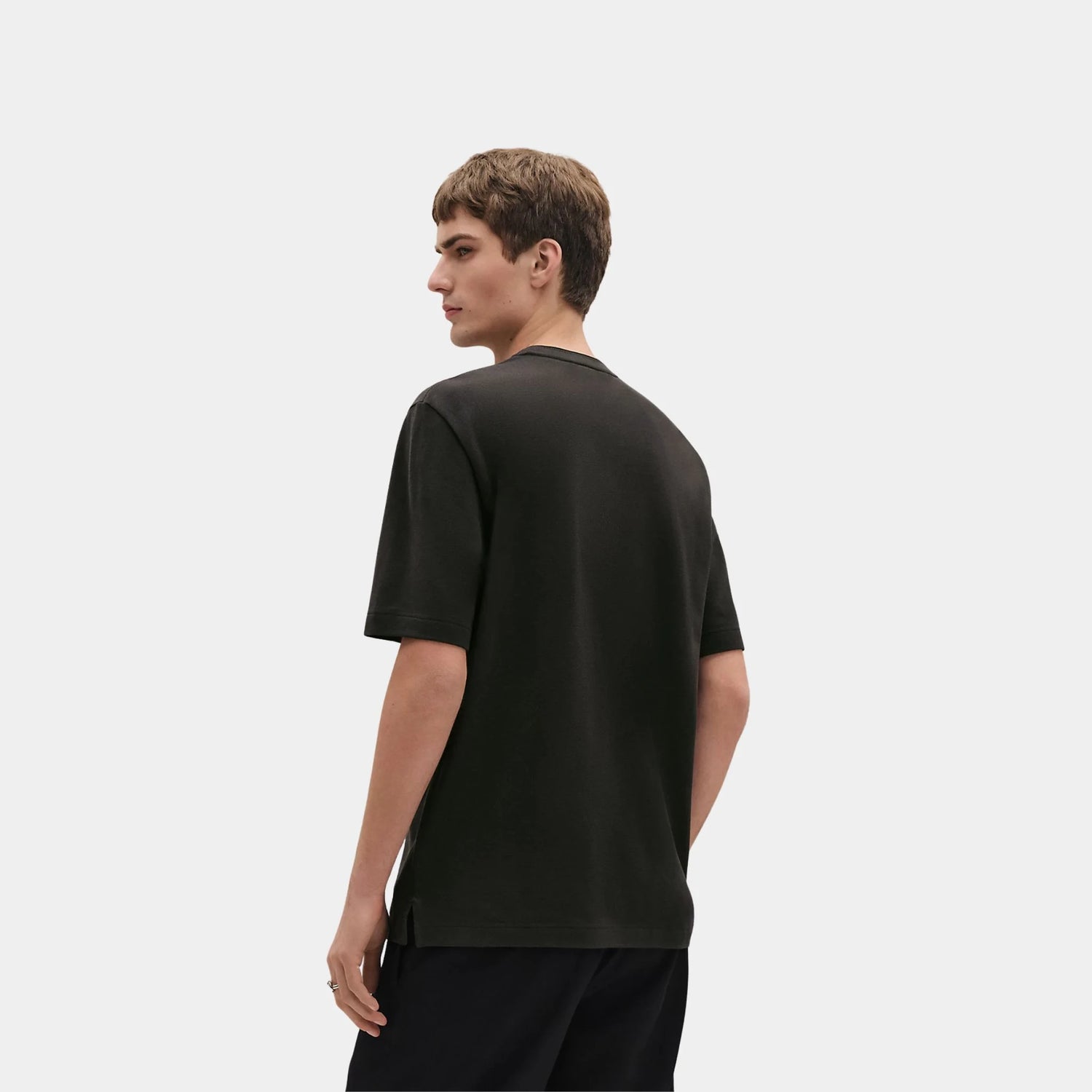 Hermes Piqures Sellier Crewneck T-shirt in Cotton, Vert Chrome, Back