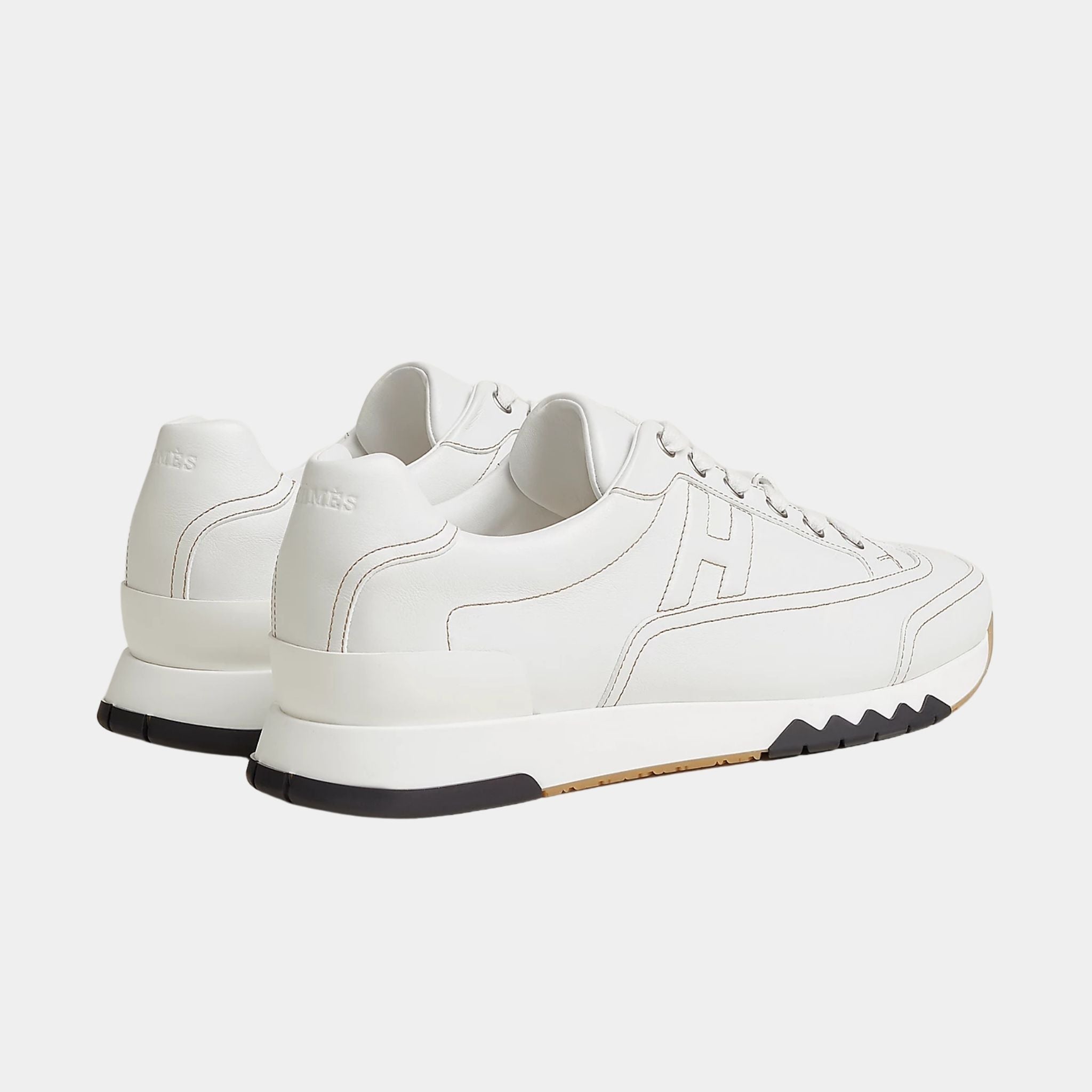 Hermes Trail Sneaker in Calfskin, Blanc, Back