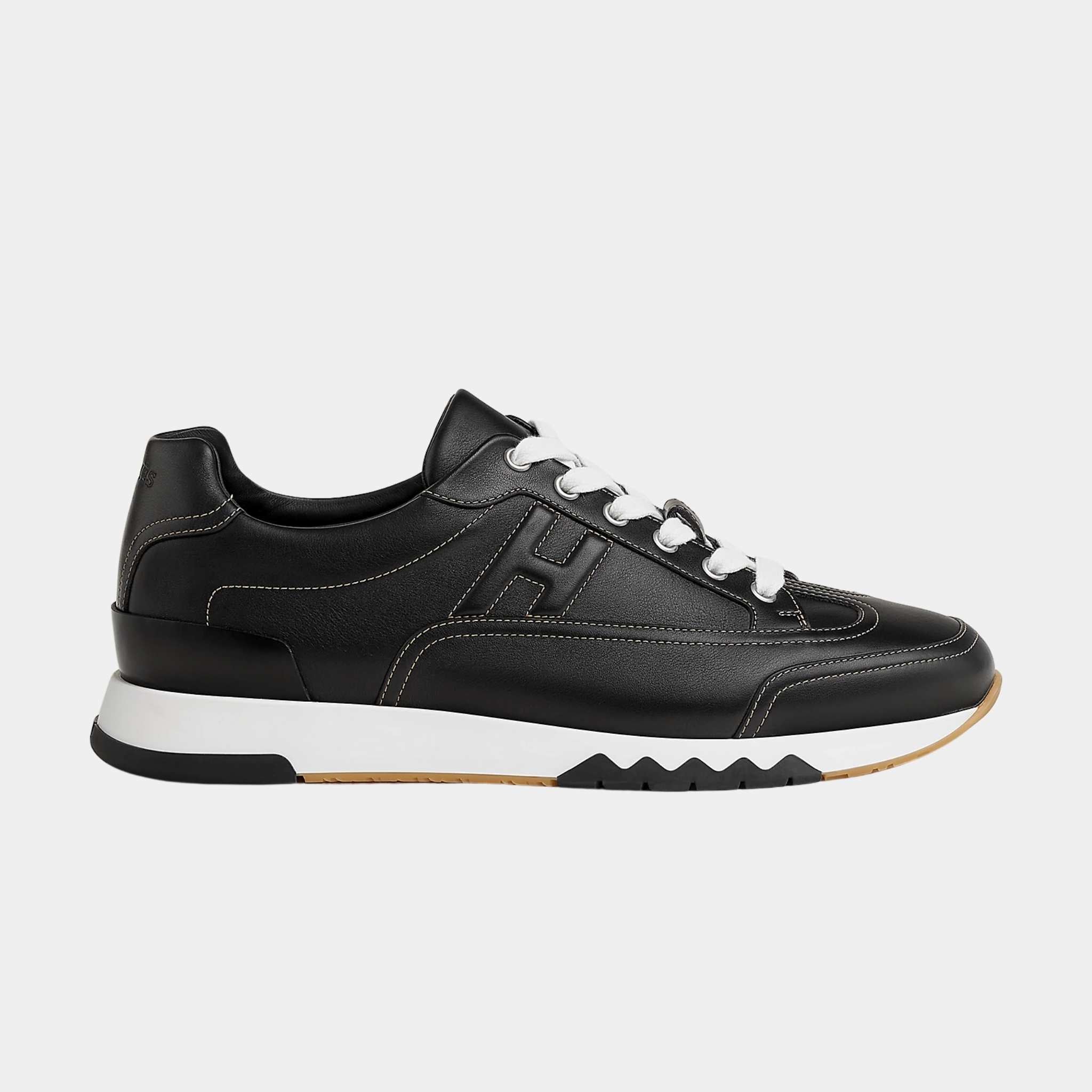 Hermes Trail Sneaker in Calfskin, Noir, Side