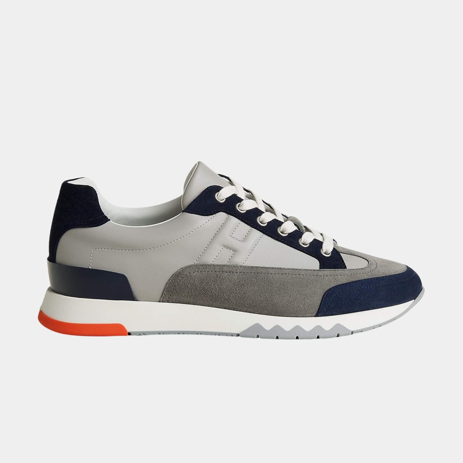 Hermes Trail Sneaker Multicolore Suede and Calfskin, Gris Silex, Side