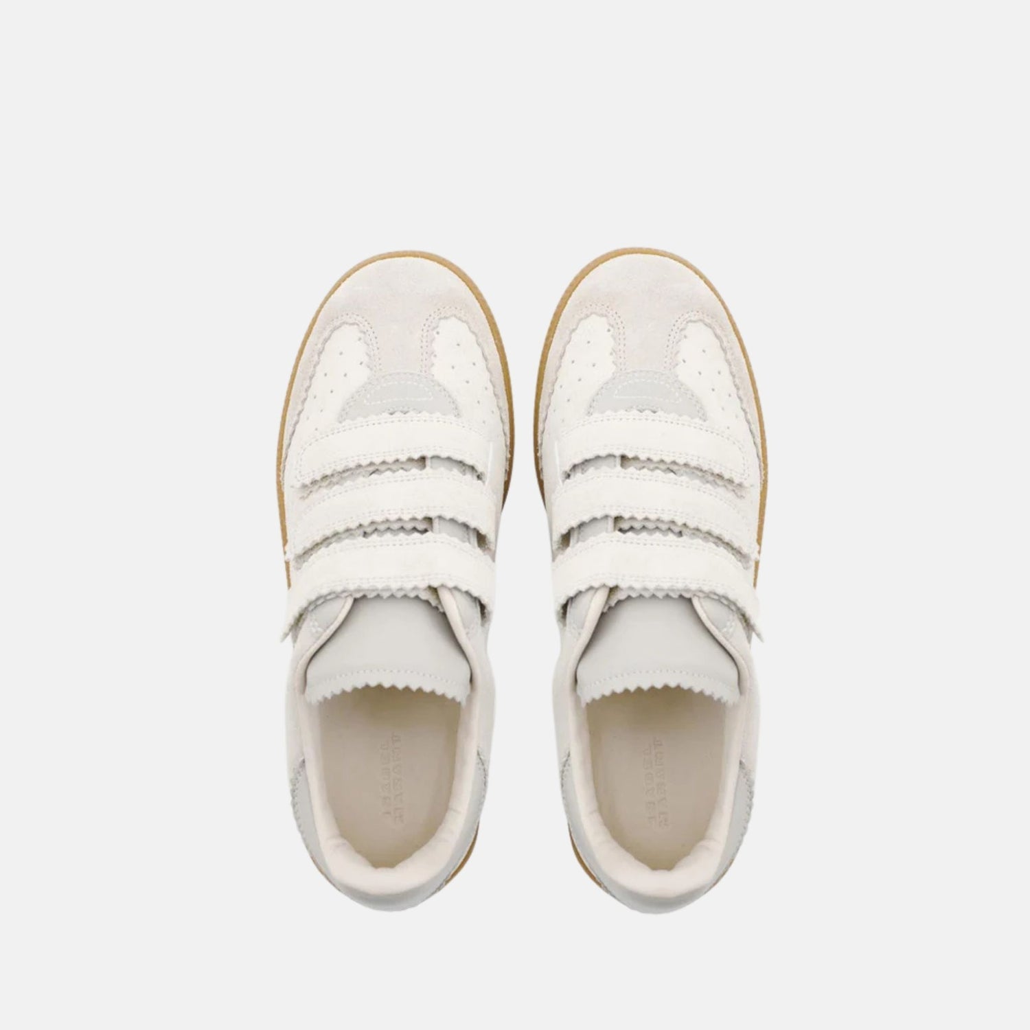 Isabel Marant Beth Low Top Sneakers In Suede Calfskin With Round Toes, Ecru, Top