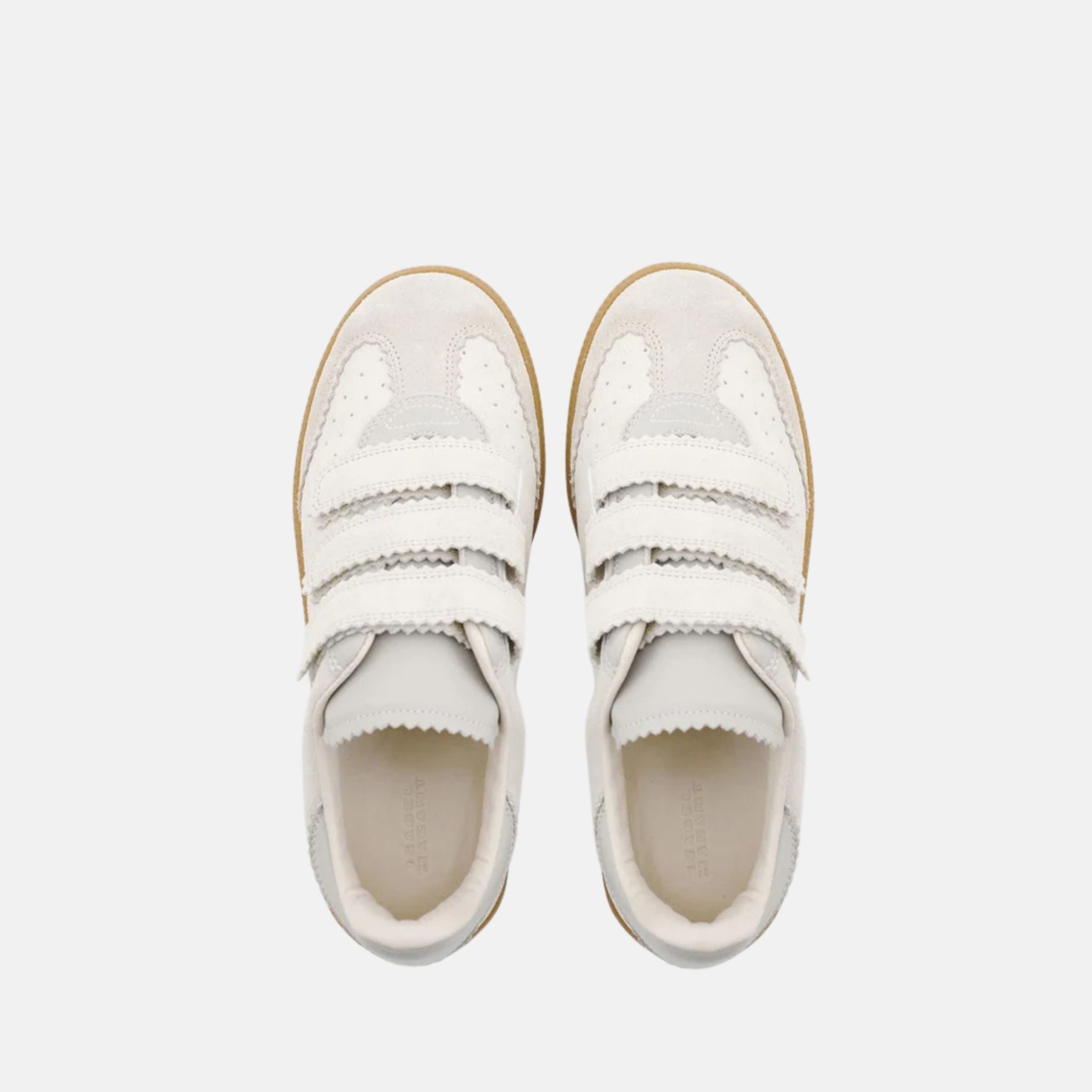 Isabel Marant Beth Low Top Sneakers In Suede Calfskin With Round Toes, Ecru, Top