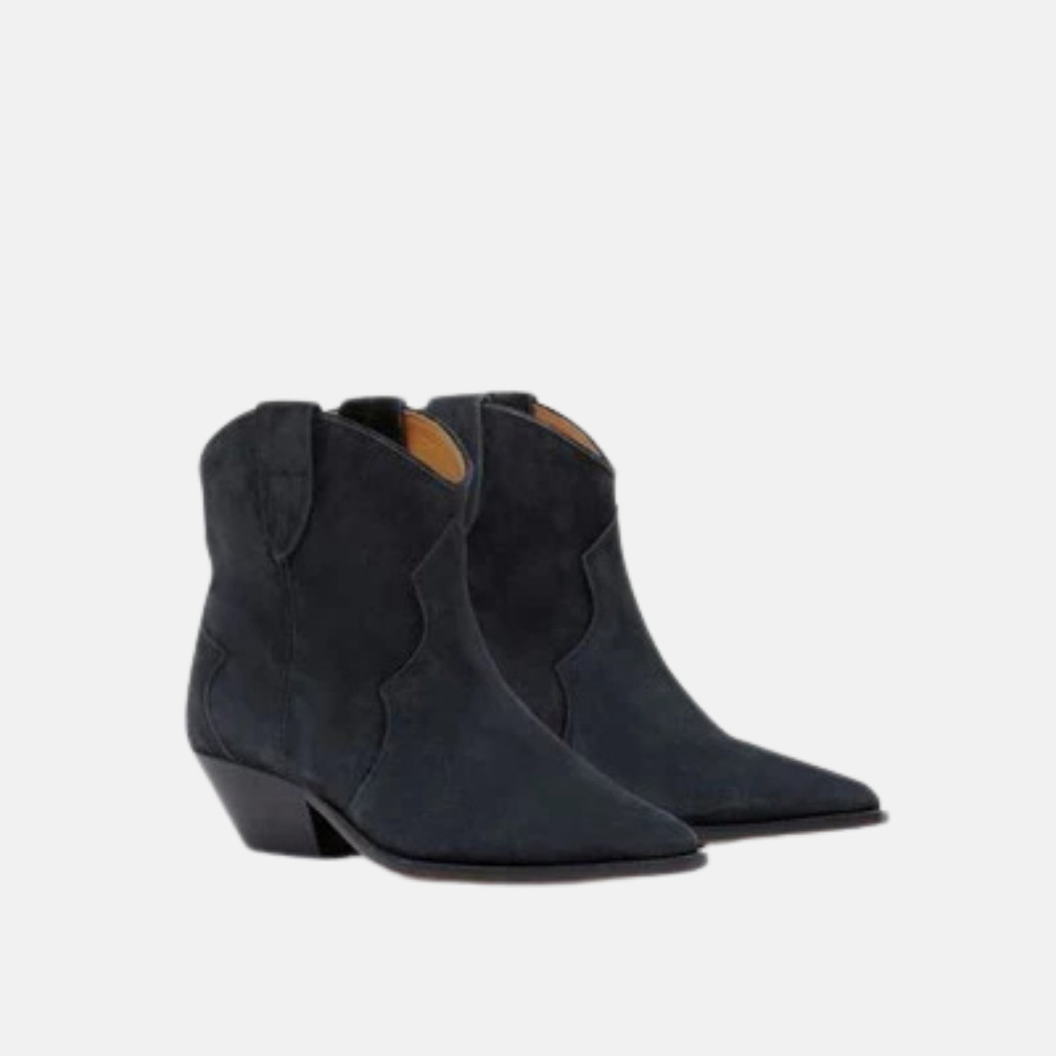 Isabel Marant Dewina Cowboy Boots In Suede Calfskin Leather, Black, Front