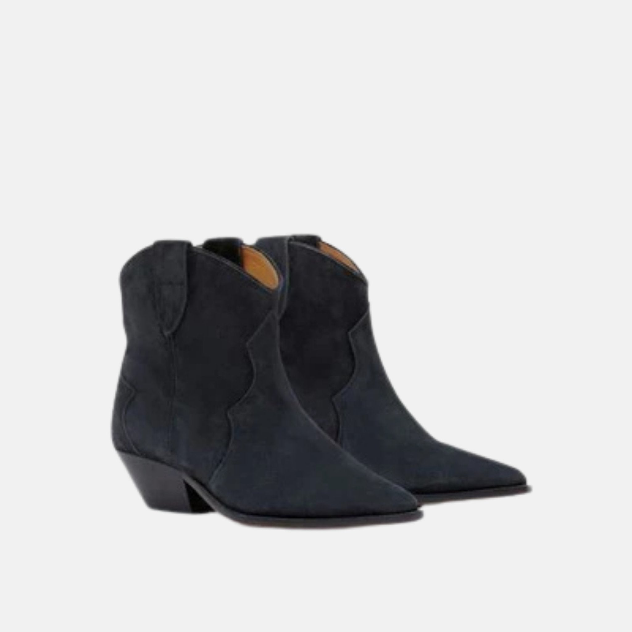 Isabel Marant Dewina Cowboy Boots In Suede Calfskin Leather, Black, Front
