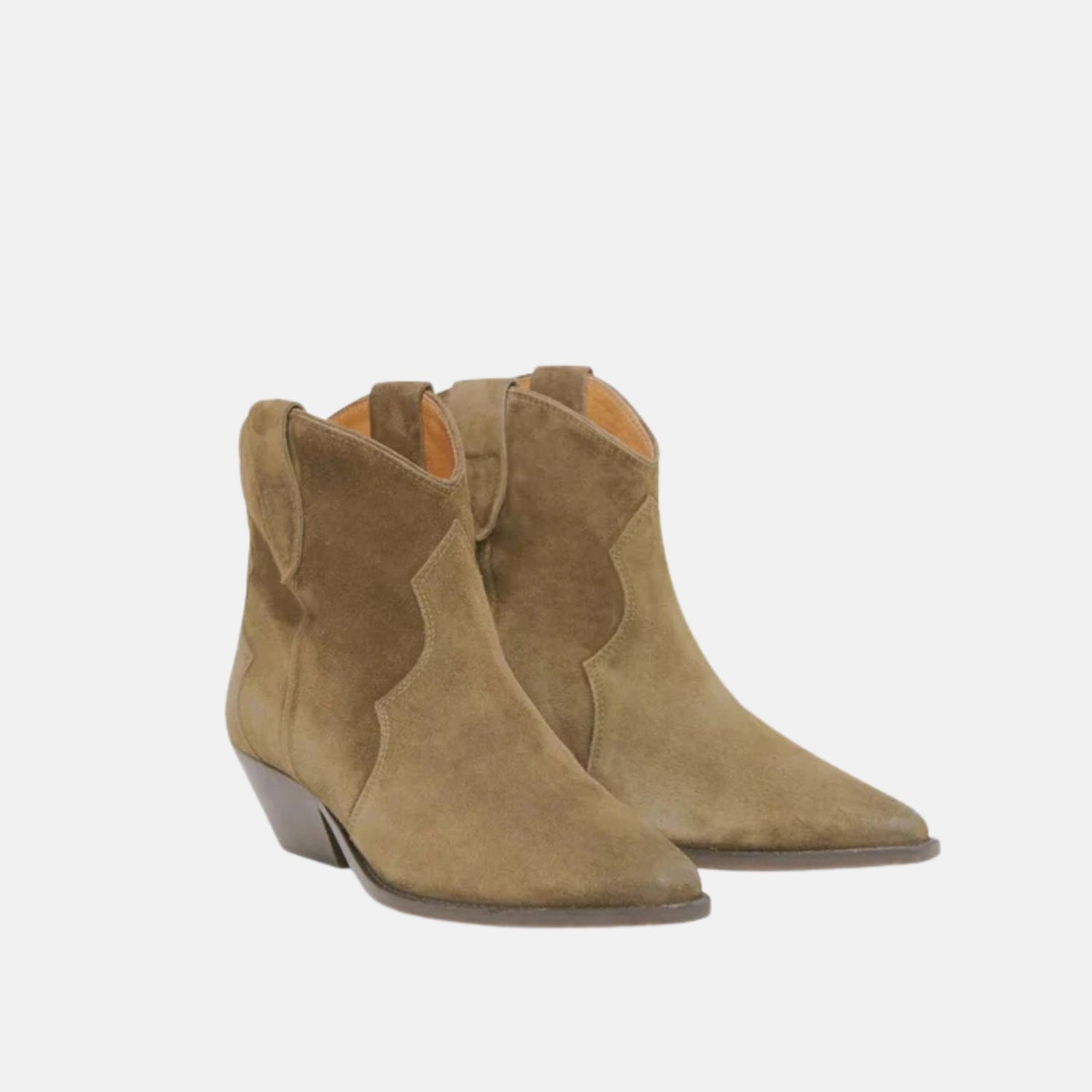 Isabel Marant Dewina Cowboy Boots In Suede Calfskin Leather, Taupe, Front
