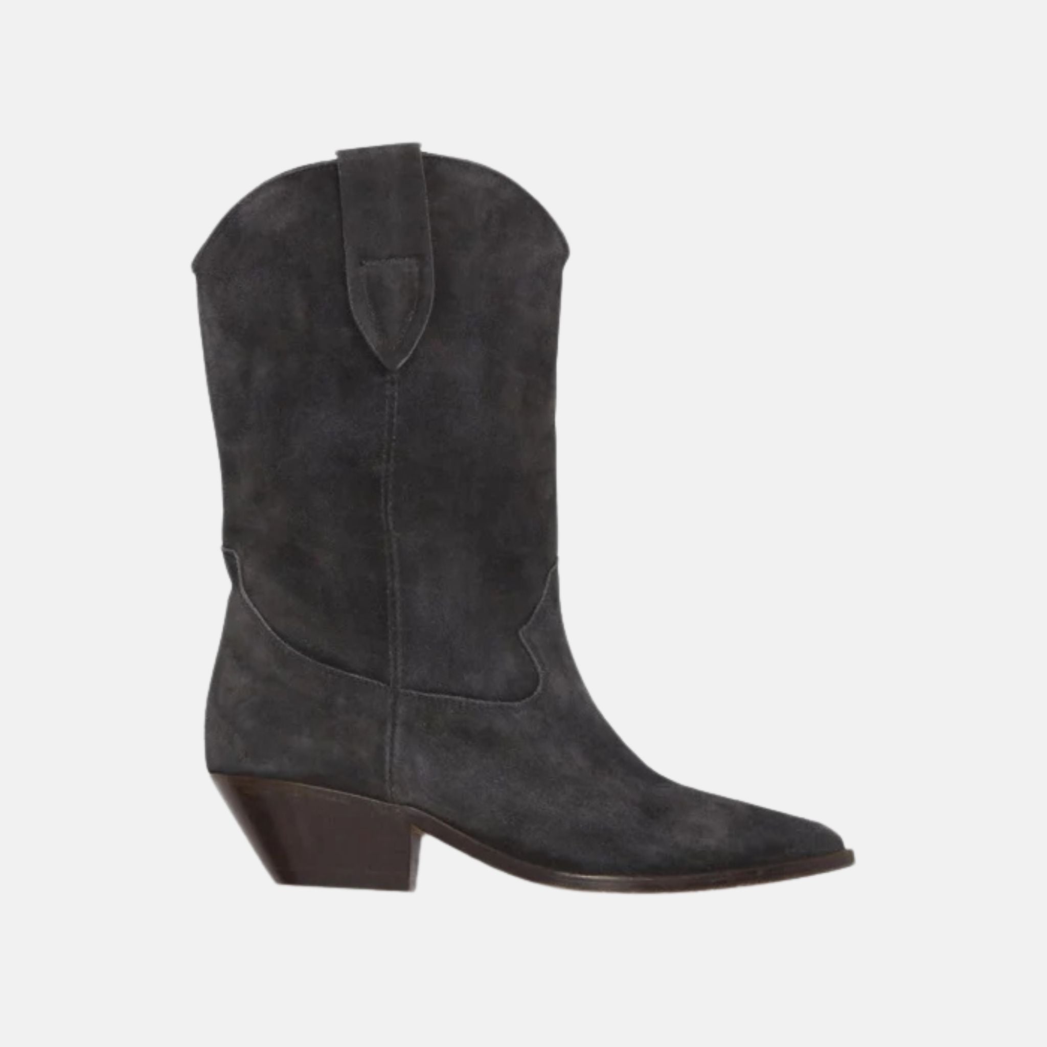Isabel Marant Duerto Suede Calfskin Leather Cowboy Boots, Black, Side