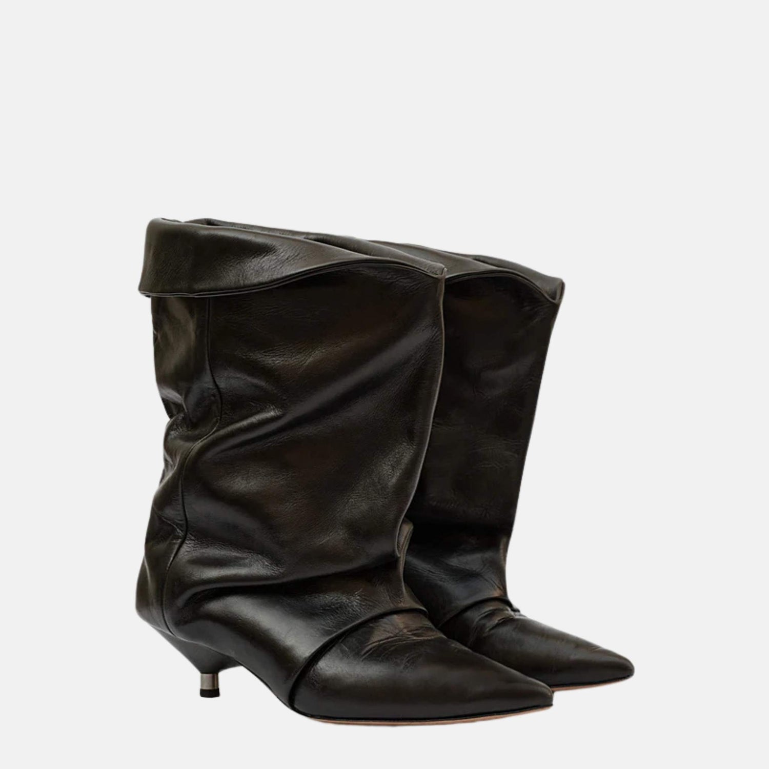 Isabel Marant Edrik High Heeled Draped Boots, Black, Front