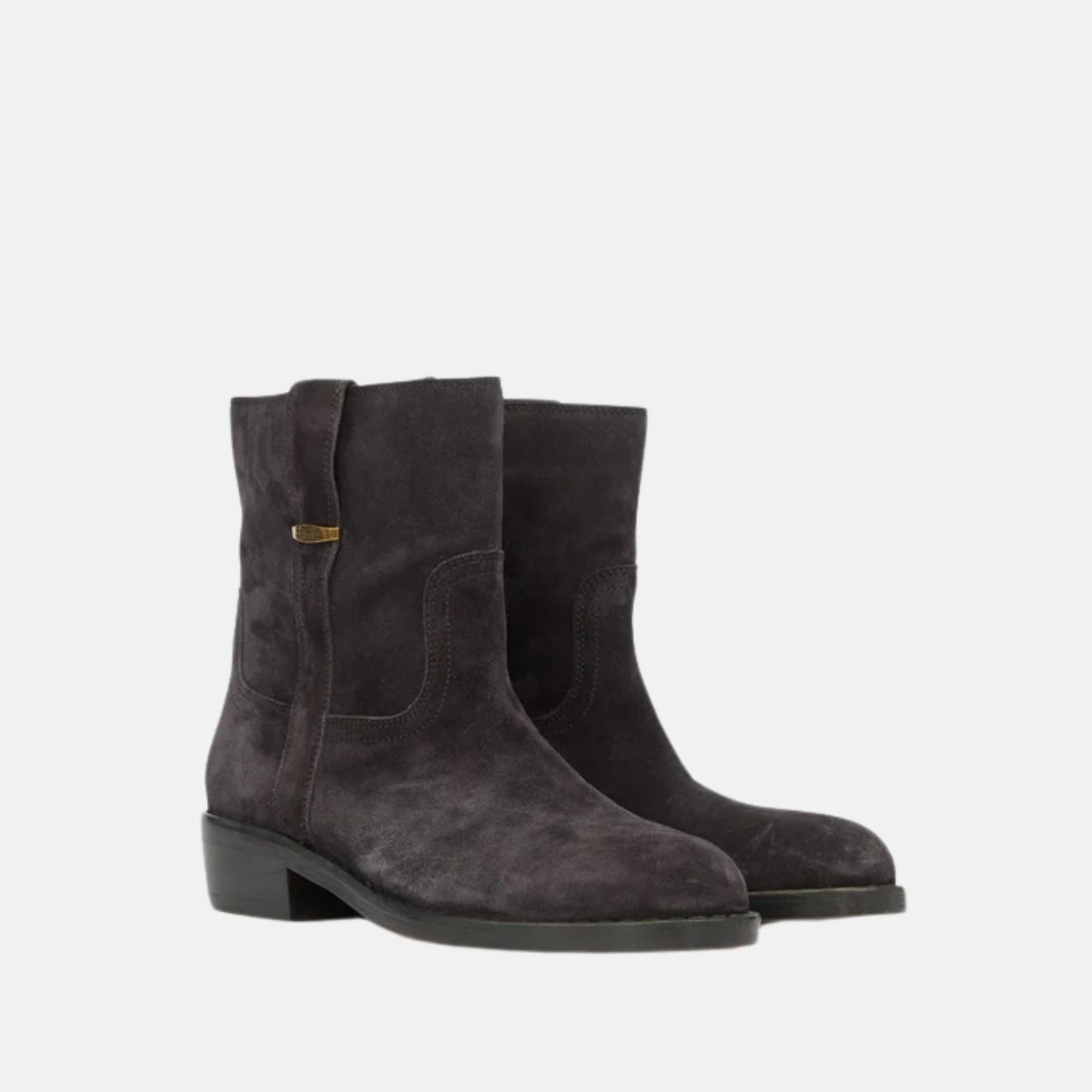 Isabel Marant Lylie Camargue Boots In Suede Calfskin Leather, Black, Front