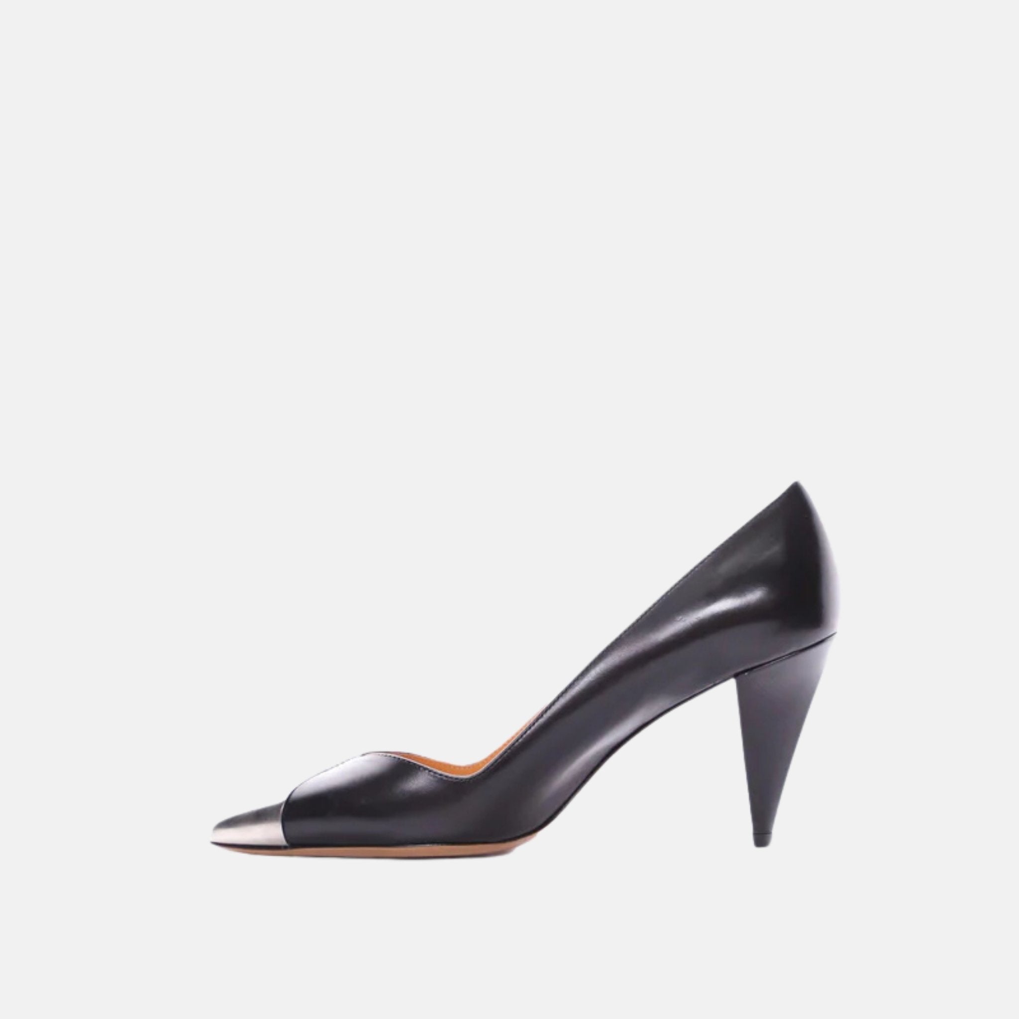 Isabel Marant Palda Metal Toecap Leather Pumps, Close
