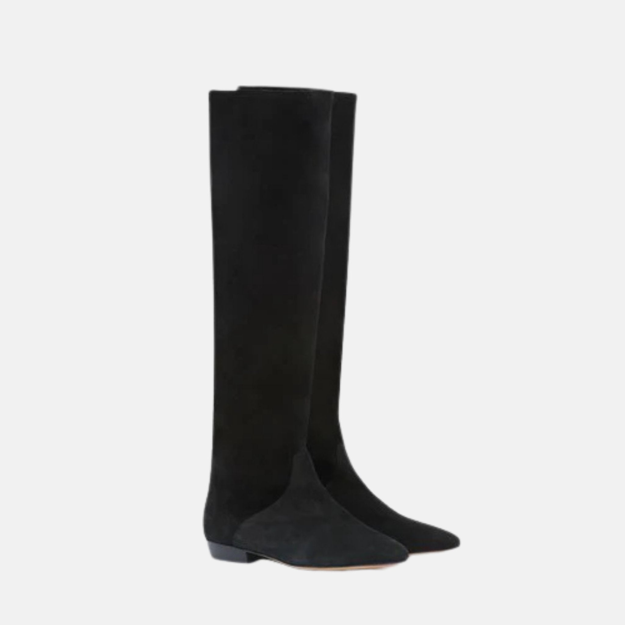 Isabel Marant Sayla Flat Boots In Suede Leather, Black, Front