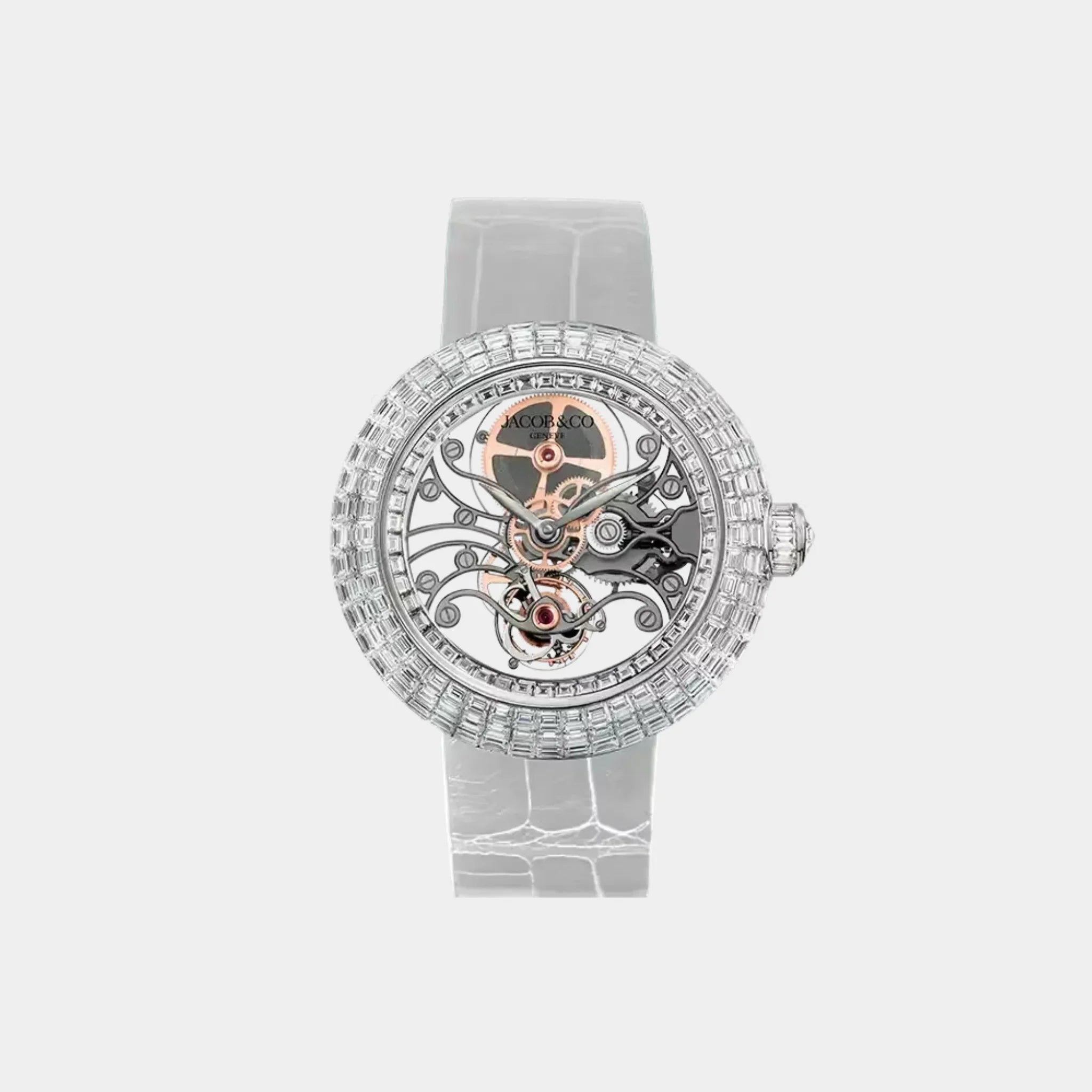 Jacob & Co. Brilliant Skeleton Baguette White Gold White Diamonds