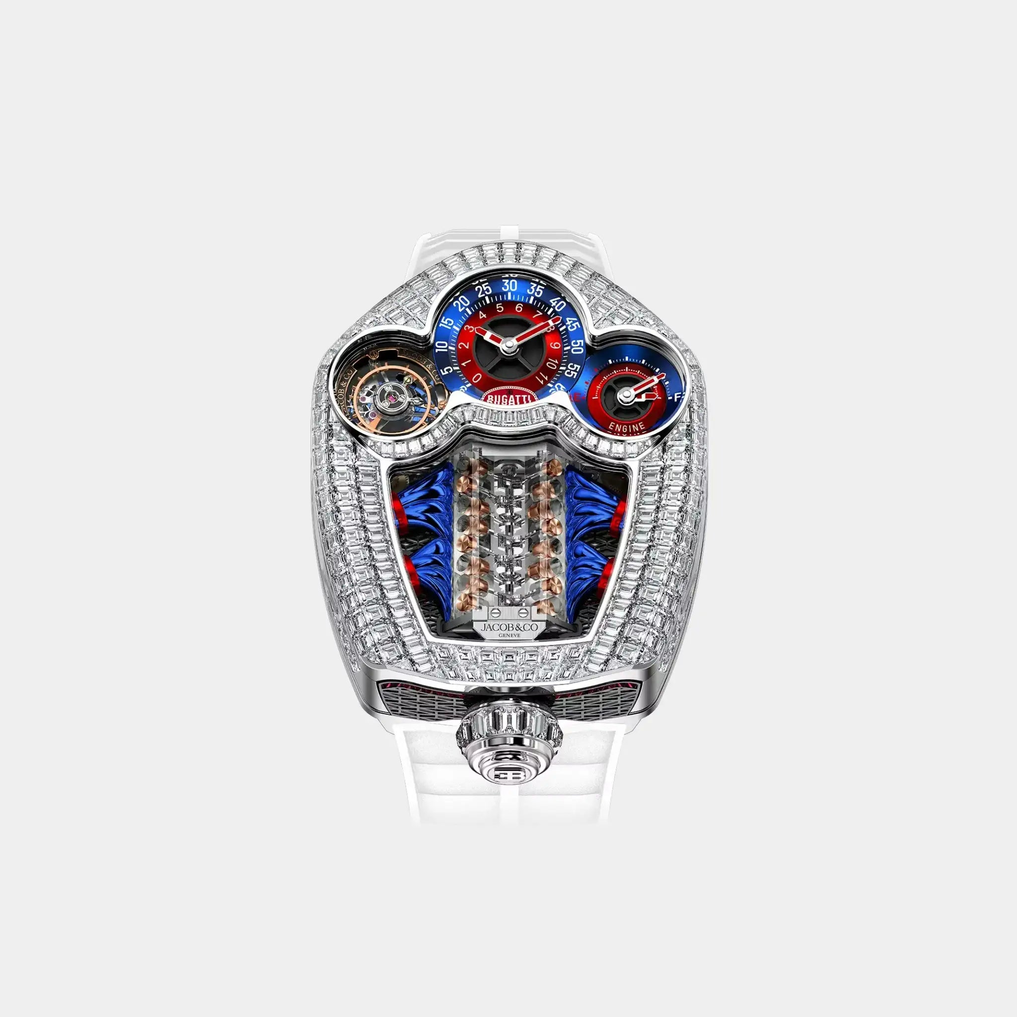 Jacob & Co. Bugatti Tourbillon Baguette White Gold, Front