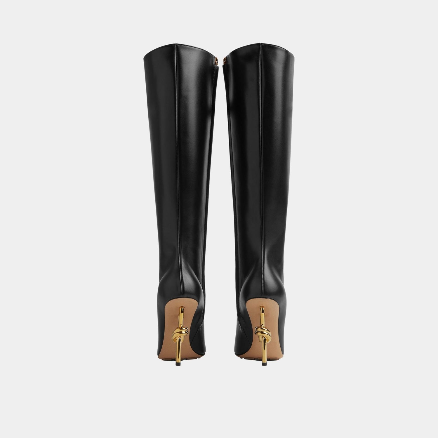 Bottega Veneta Knot Knee-High Boot Calfskin Leather, Black, Back