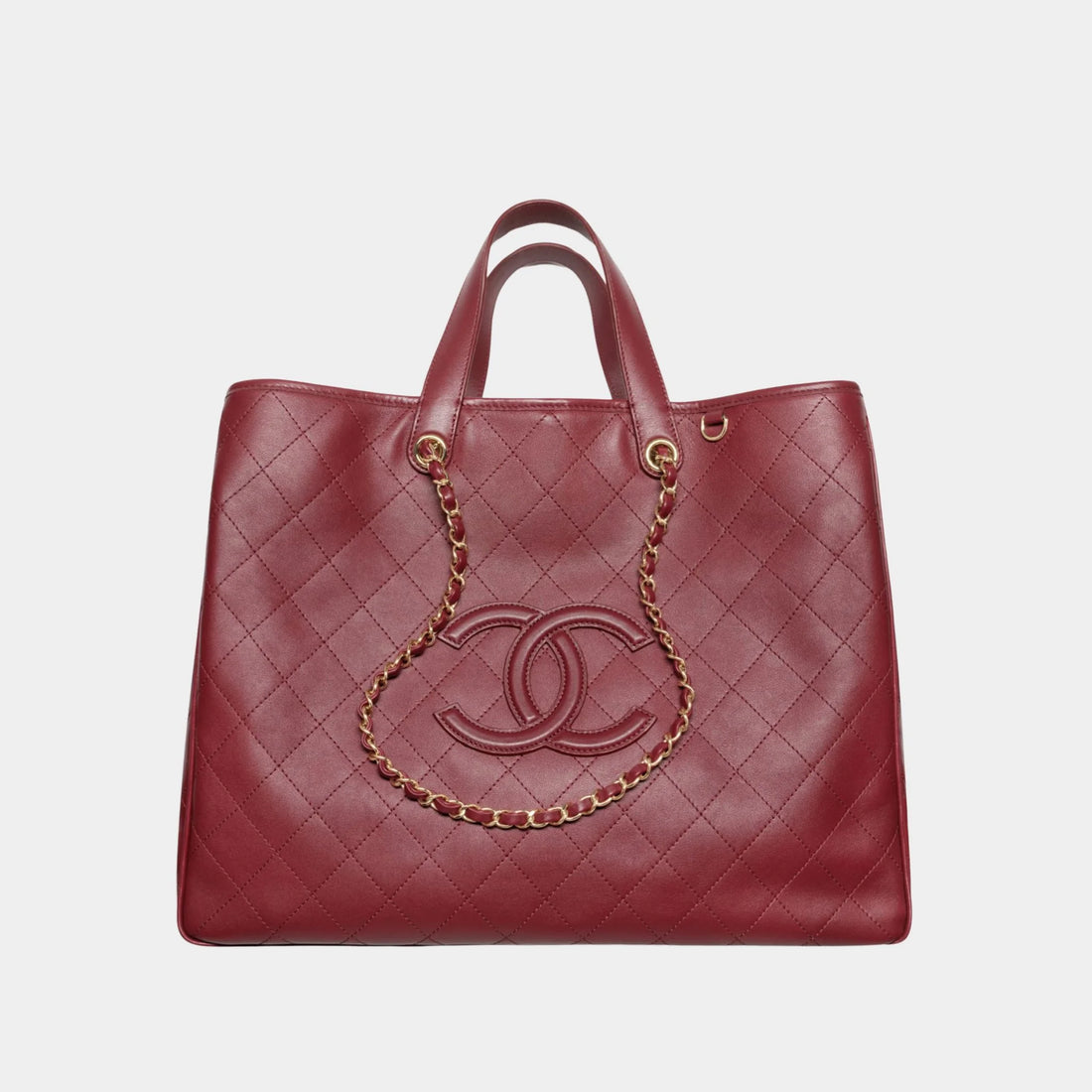Chanel Large Tote Calfskin & Gold-Tone Metal Burgundy