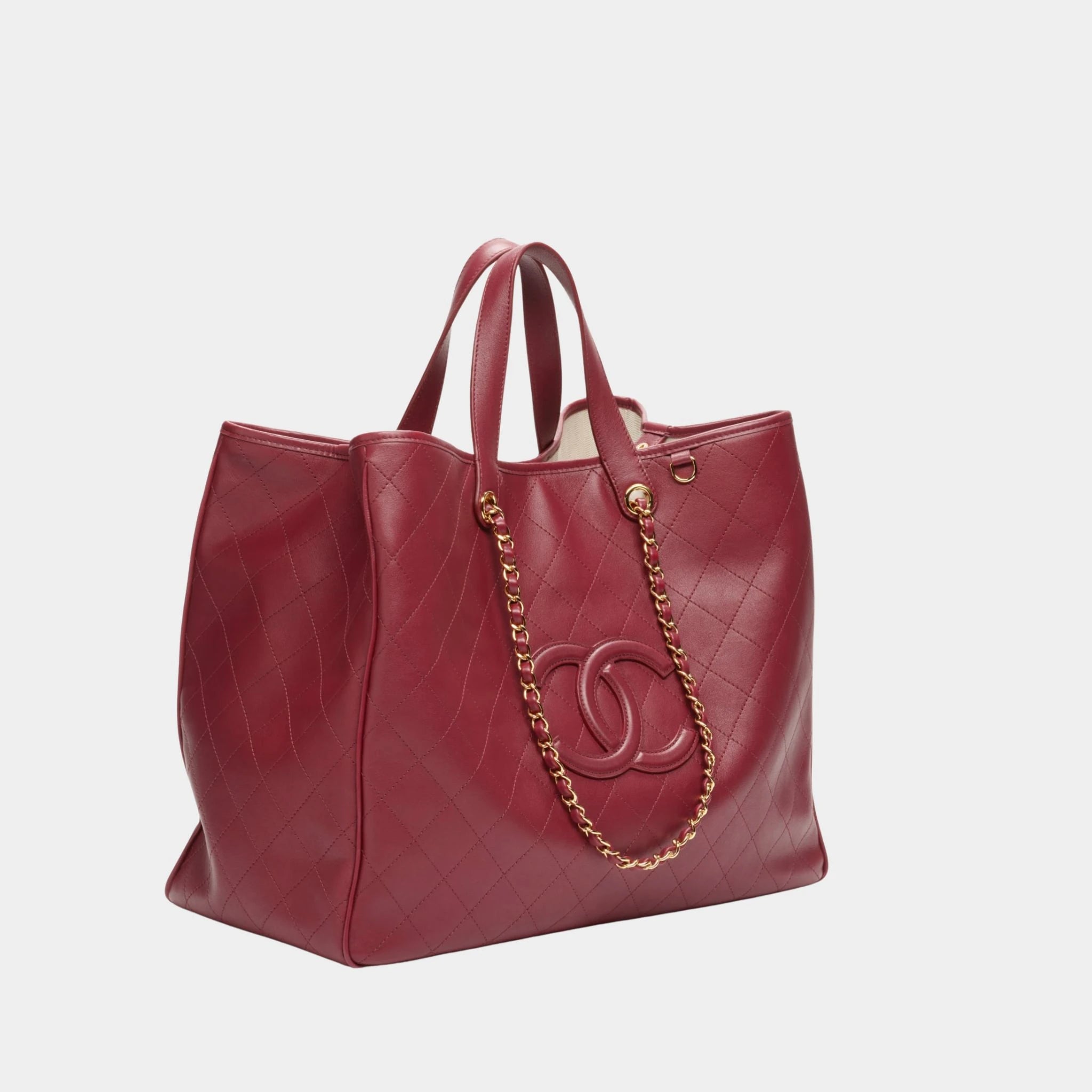 Chanel Large Tote Calfskin & Gold-Tone Metal Burgundy