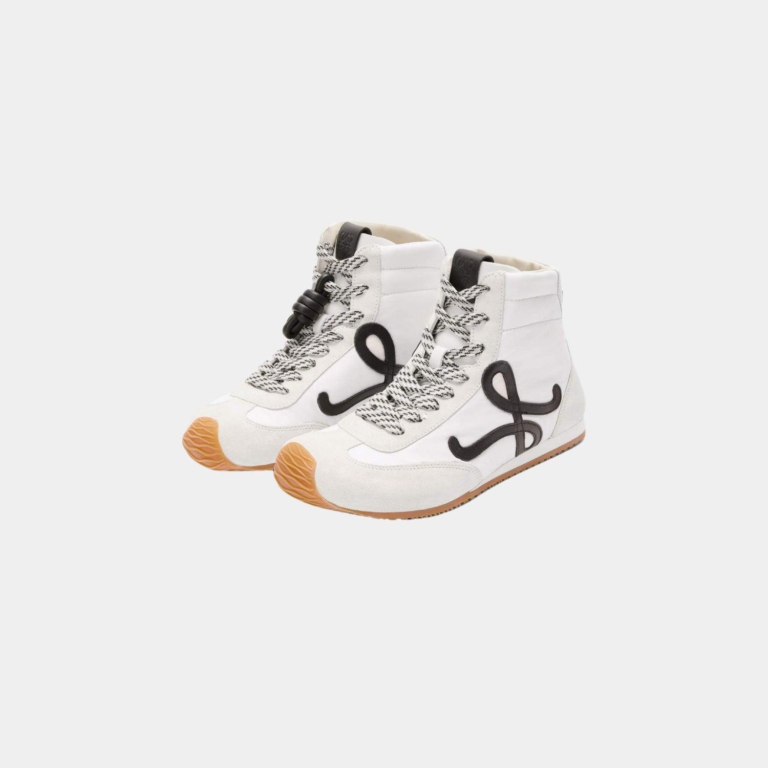 Loewe Ballet Runner 2.0 High-Top In Nylon and Calfskin, White, Front