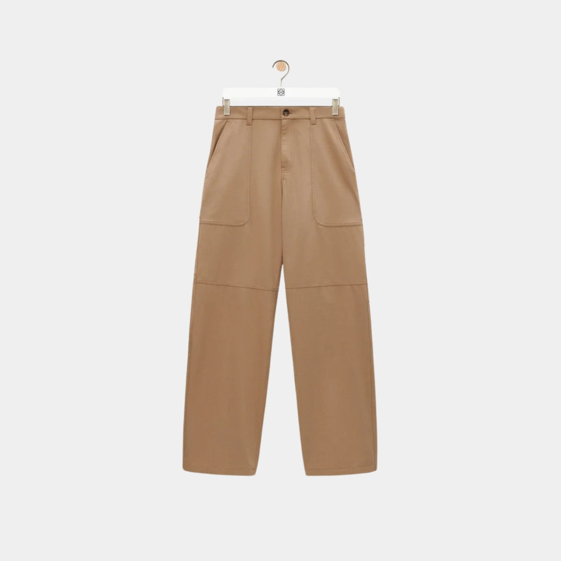 Loewe Beige Cargo Trousers in Cotton and Silk, Front