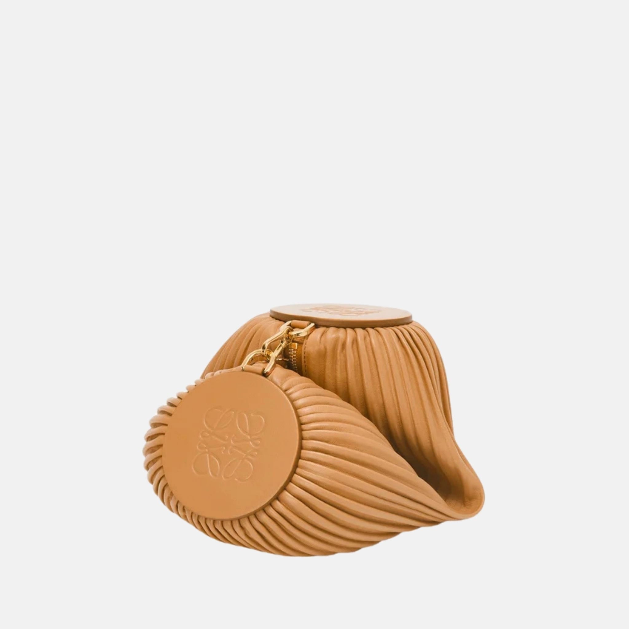 Loewe Bracelet Pouch in Pleated Nappa Lambskin, Desert, Fold