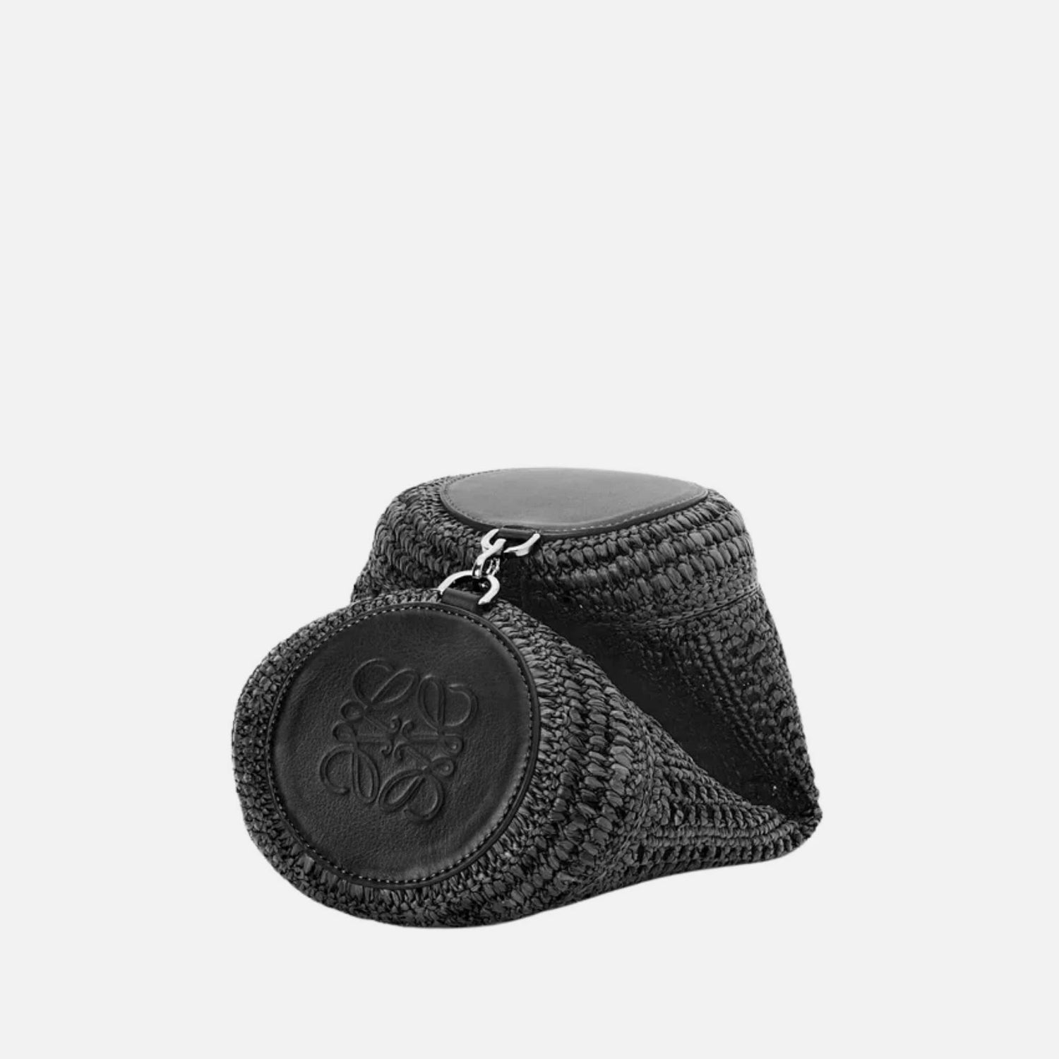 Loewe Bracelet Pouch in Raffia and Calfskin, Fold