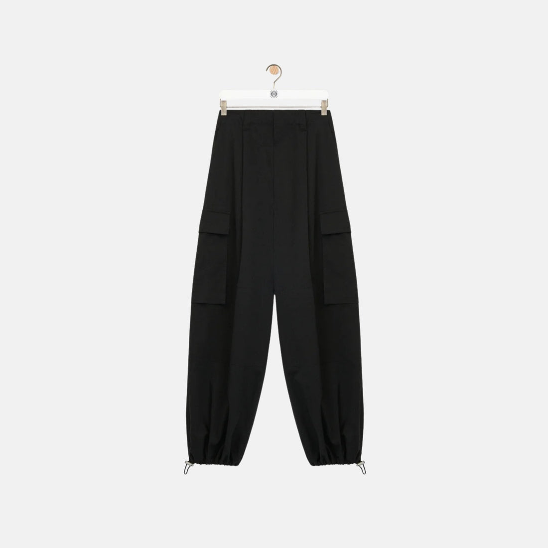 Loewe Cargo Trousers In Cotton And Silk, Black, Front