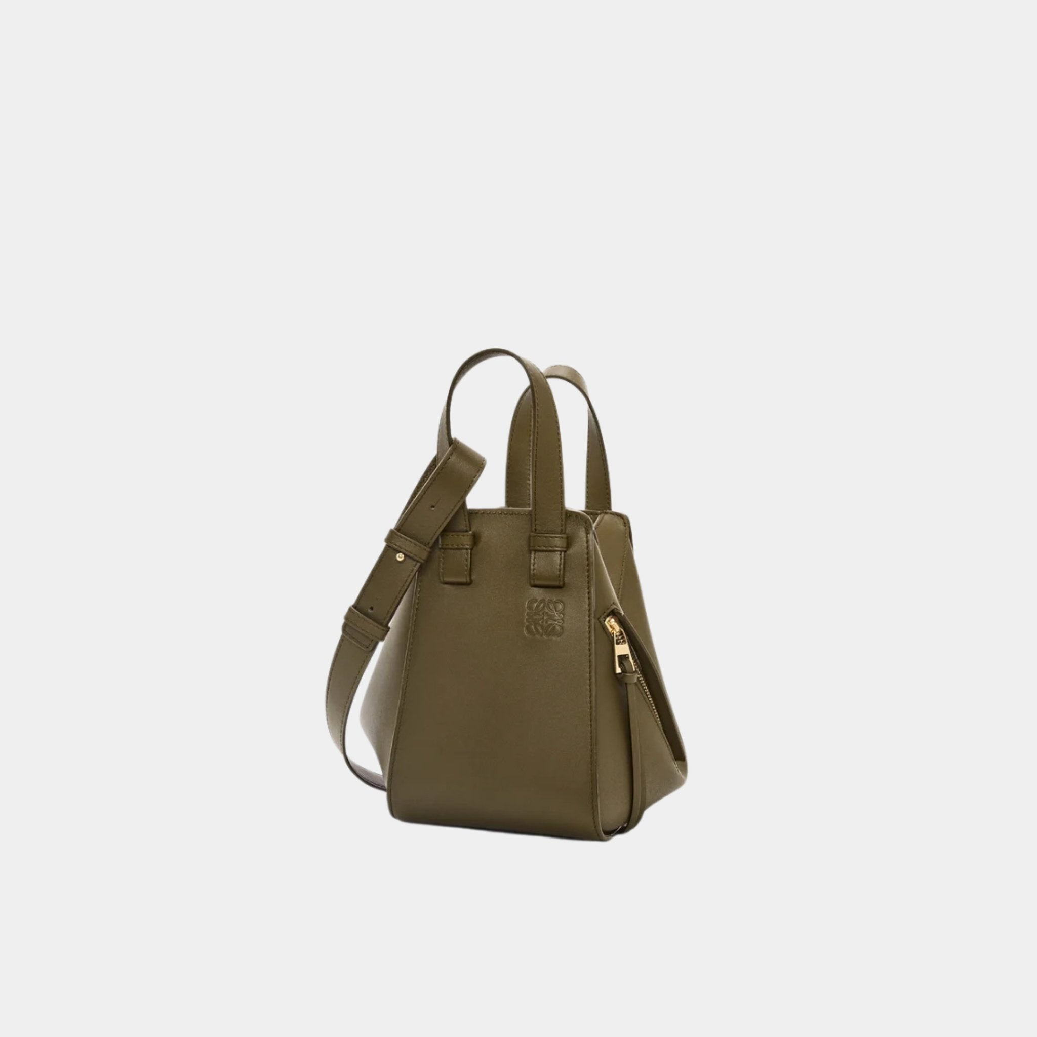 Loewe Compact Hammock Bag In Classic Calfskin, Dark Khaki, Front