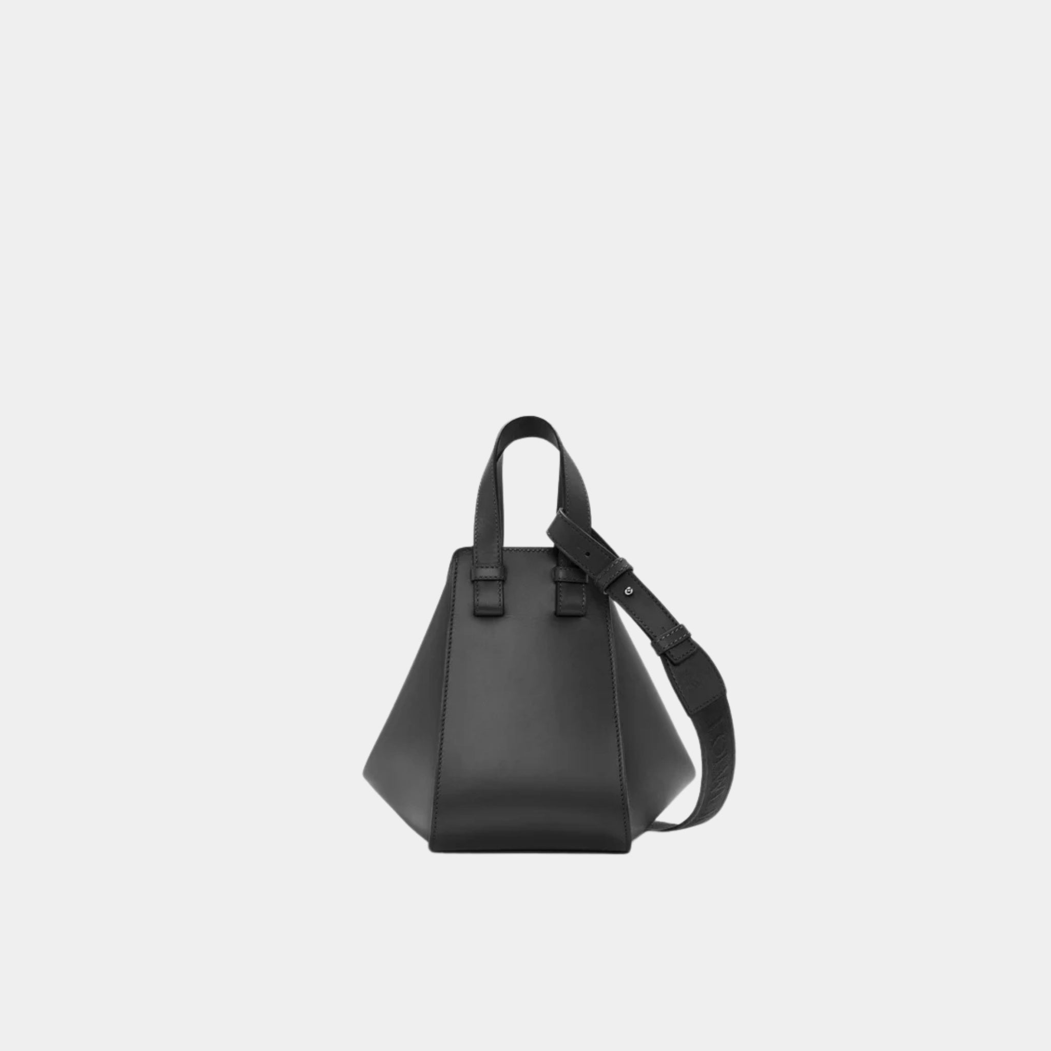 Loewe Compact Hammock Bag In Satin Calfskin, Black, Back