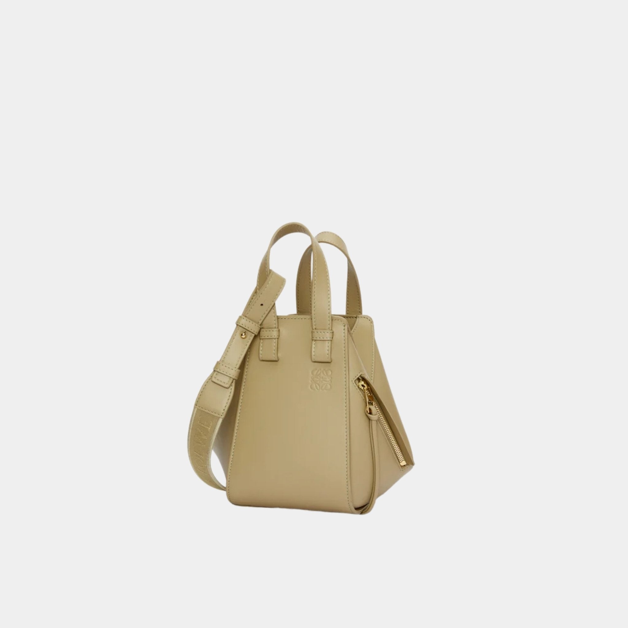 Loewe Compact Hammock Bag In Satin Calfskin, Clay Green, Front