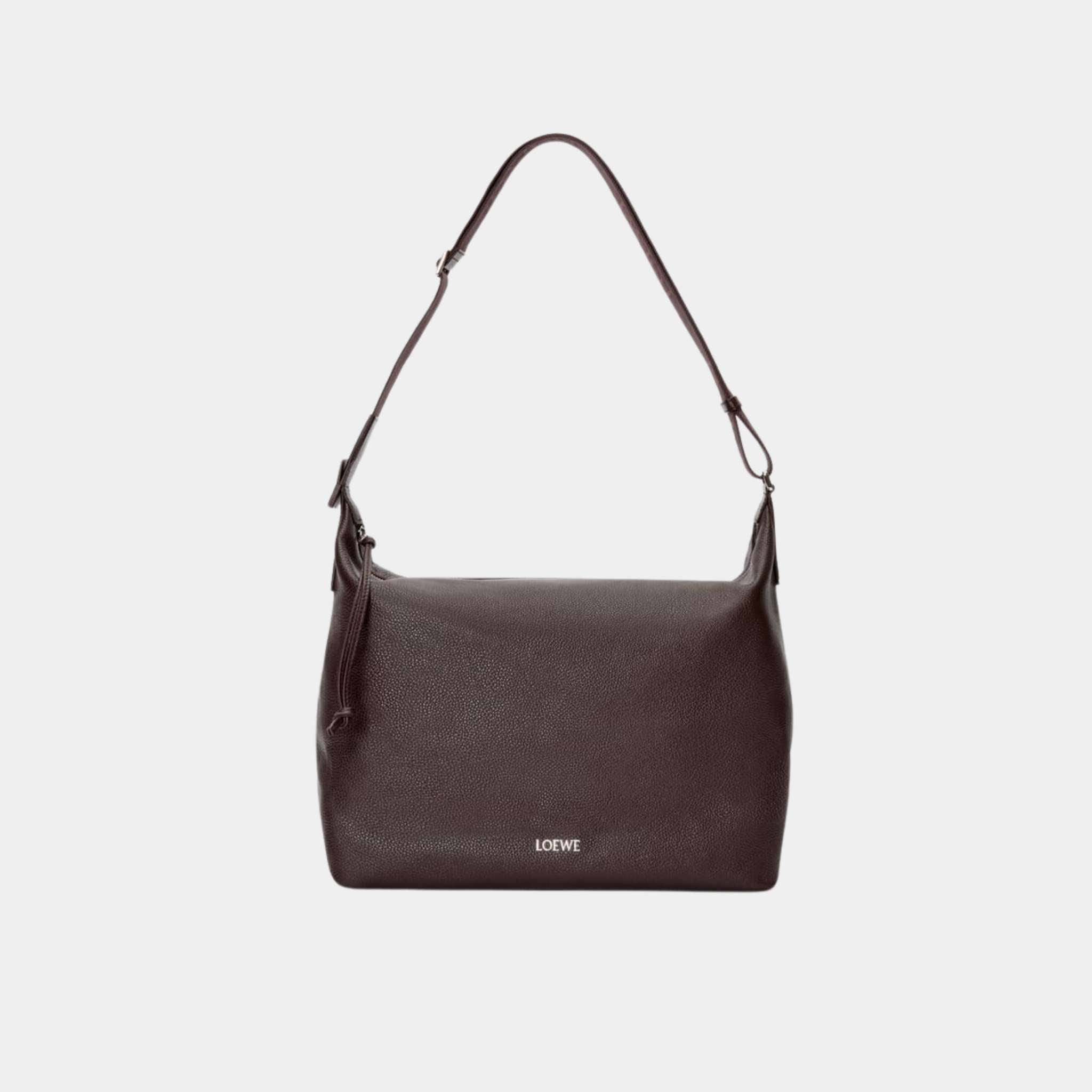Loewe Cubi Crossbody Bag In Supple Grained Calfskin, Oxblood, Front
