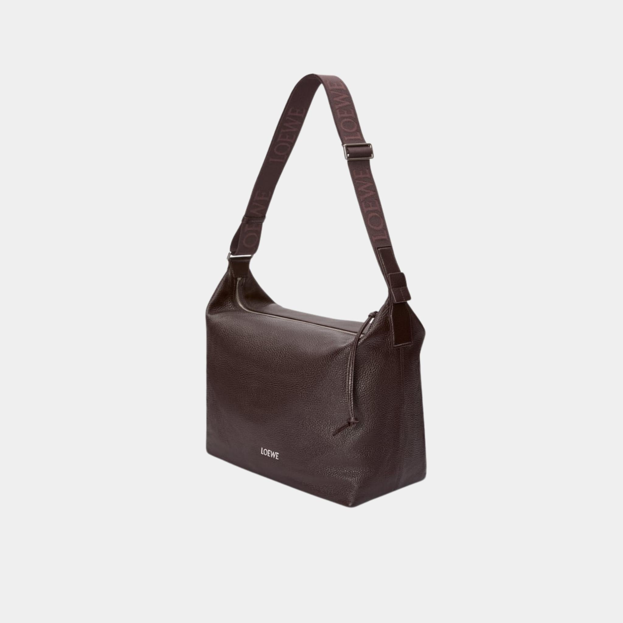 Loewe Cubi Crossbody Bag In Supple Grained Calfskin, Oxblood, Strap