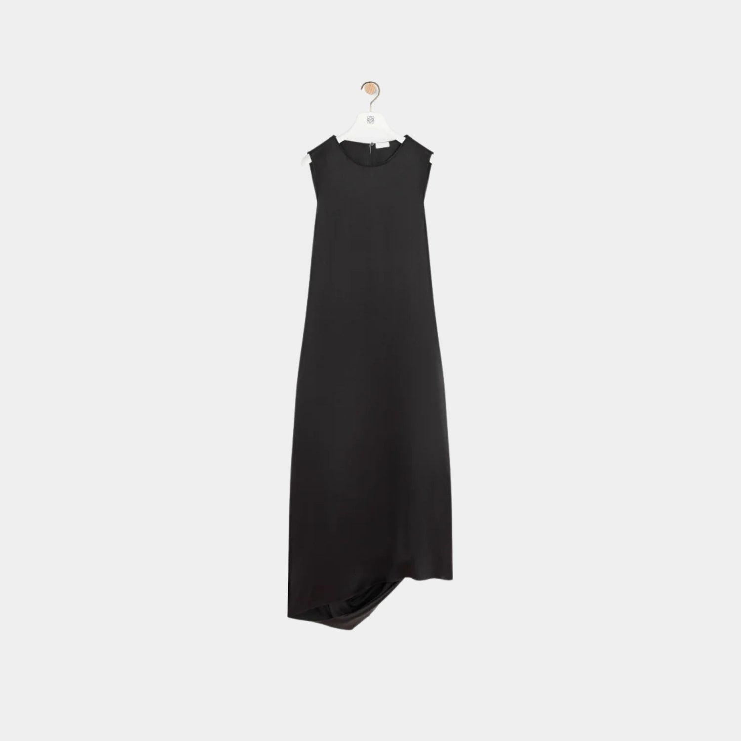 Loewe Draped Dress in Silk, Black, Front